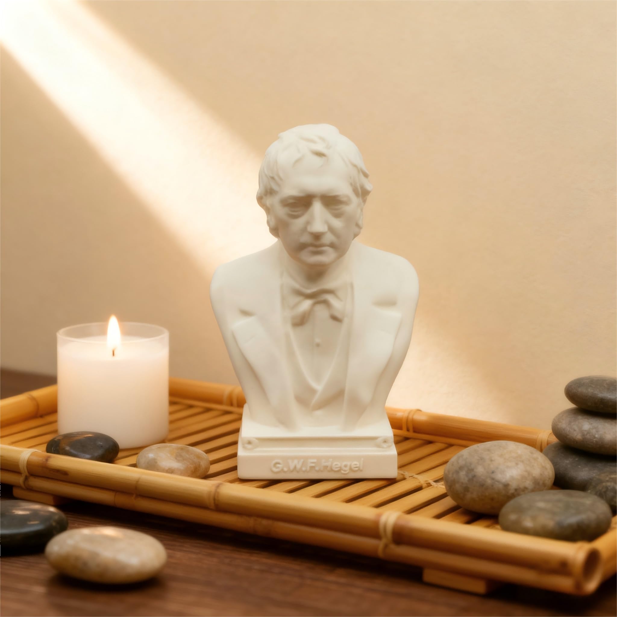 Dytartzx Hegel Bust Statue 3.9 Inch Philosopher Sculpture 3D Printed White Gypsum-Look Desk Decor for Study Office Bookshelf Gift