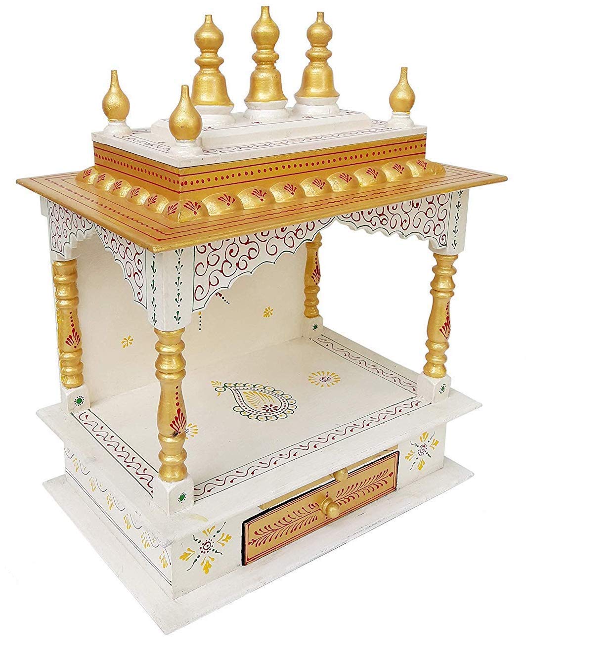 Kamdhenu art and craft Wood Home Temple (45 x 30 x 60 cm, Copper and Gold)