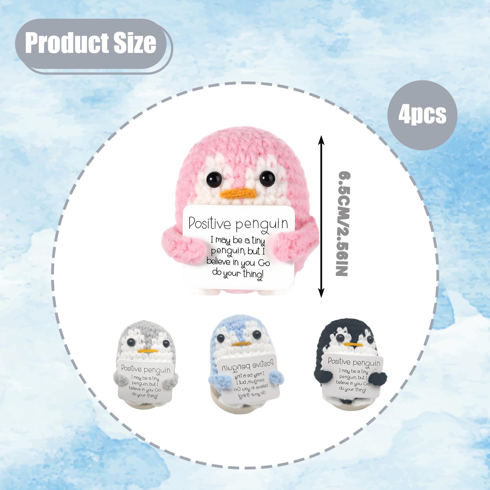 TUBAWD 4PCS Positive Penguin, Positive Crochet Animals Handmade Crochet Penguin Set, Emotional Support Companions - Image 2