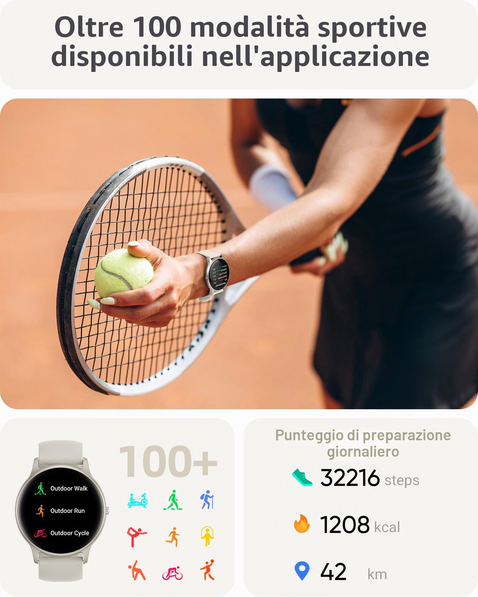 Parsonver Smartwatch Uomo Chiamate Bluetooth, 100 + Modalità Sportive, 1.32" Fitness Sportivo Orologio Fitness Monitor del SpO2/Sonno/Cardiofrequenzimetro, Smart Watch Argento Stellare SPROD1 | 1.32" Fitness Sportivo Orologio con Monitor del SpO2/Sonno/Fr