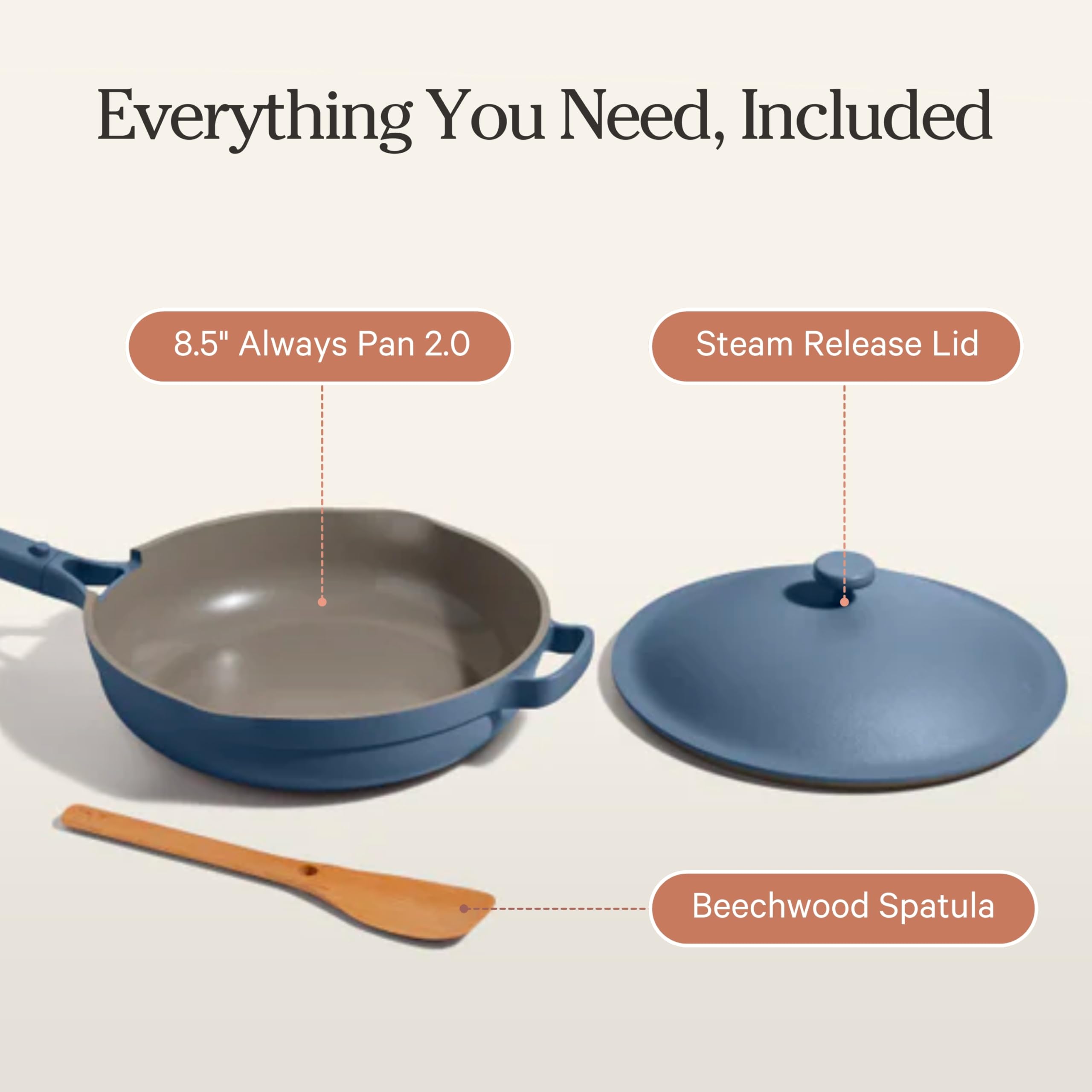Our Place Mini Always Pan | 21,6 cm Keramikpfanne mit modularem Deckel und Buchenholzspatel | Patentiertes 10-in-1-Antihaft-Kochgeschirr ohne PFAS | Induktions- und ofenfest bis 230 °C | Blaues Salz