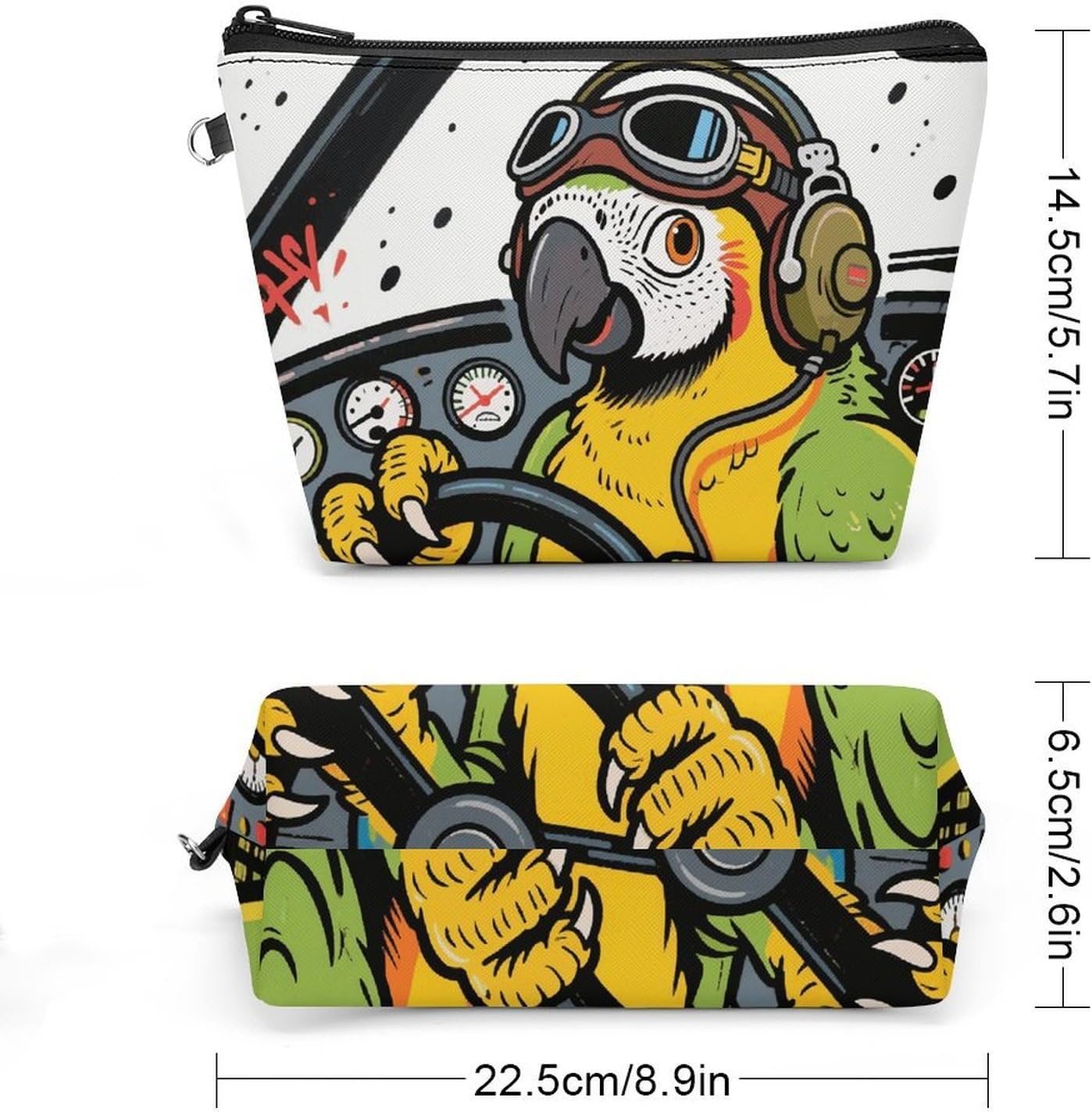 Small Makeup Bag with Handle - PU Leather Funny Pets Cosmetic Bag for Purse Travel Makeup Organizer Toiletry Pouch Portable Zipper Make Up Pouch for Women 8.9x2.6x5.7 in image 2