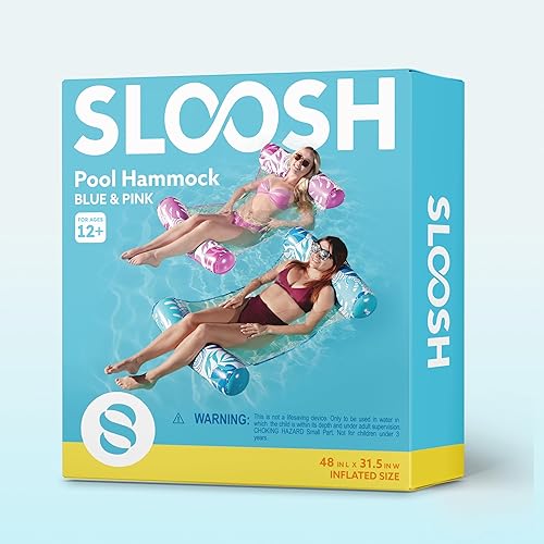 Miniatura 8 de SLOOSH 2 Packs Hammock Pool Floats Adults, 4-in-1 Multi-Purpose Inflatable Pool Floats PVC Water Hammock Lounge Floaties