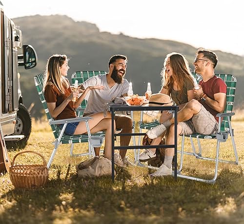 Miniatura 8 de VINGLI Sillas de césped plegables de aluminio con soporte para tazas desmontable, silla de playa alta para adultos resistente, silla de patio