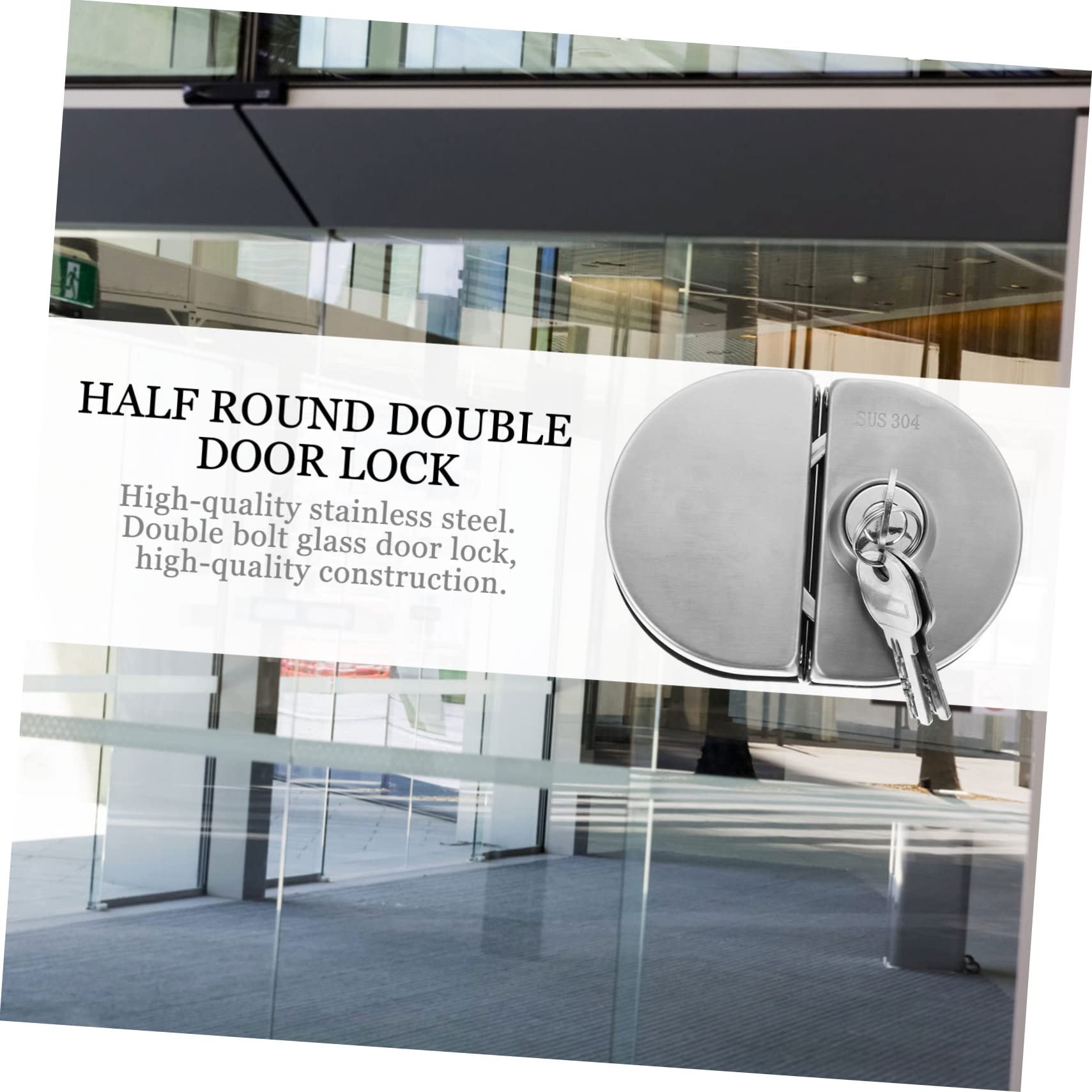 WOONEKY Serrure de Porte Sécurité Renforcée en Acier Inoxydable 304 avec Double Loquet pour Porte Vitrée Double Battant ou Portail D'appartement