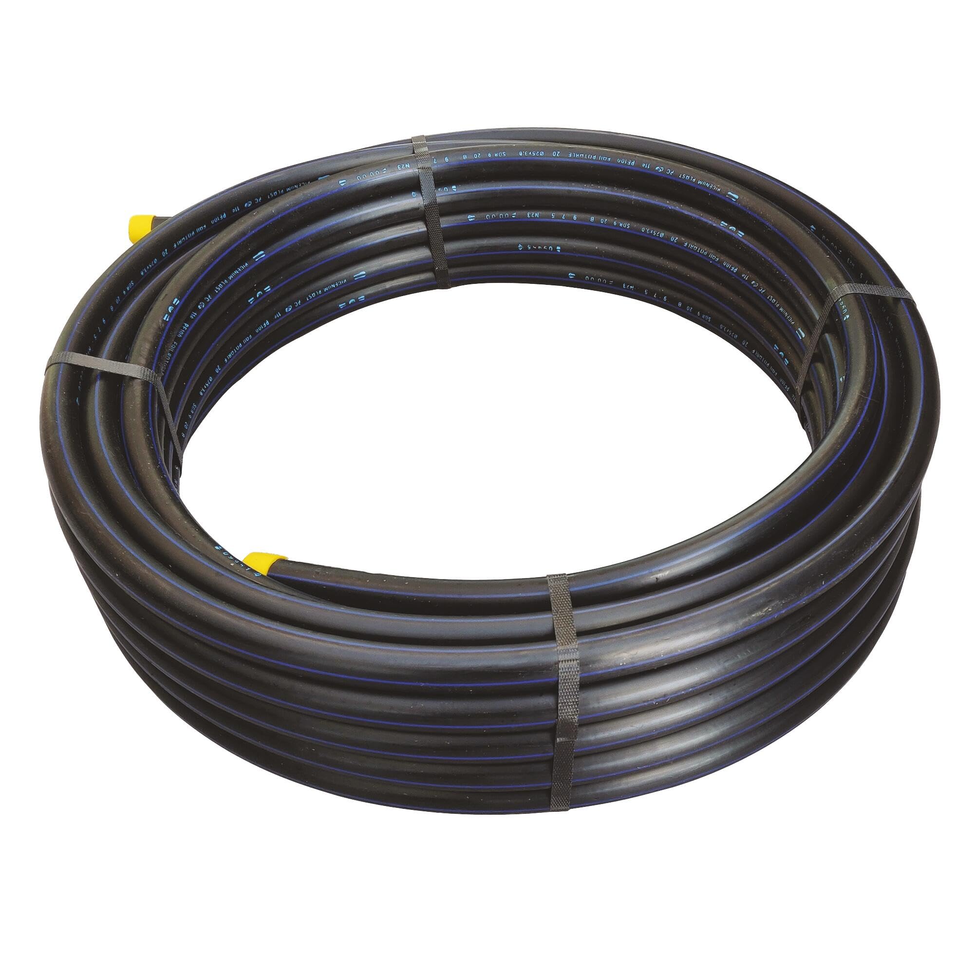 SOMATHERM FOR YOU, Tube polyéthylène NF bandes bleues Ø25 mm - Couronne 10 m - Pression PN 16 - Conforme EN 12201 - Idéal pour distribution d'eau potable enterrée