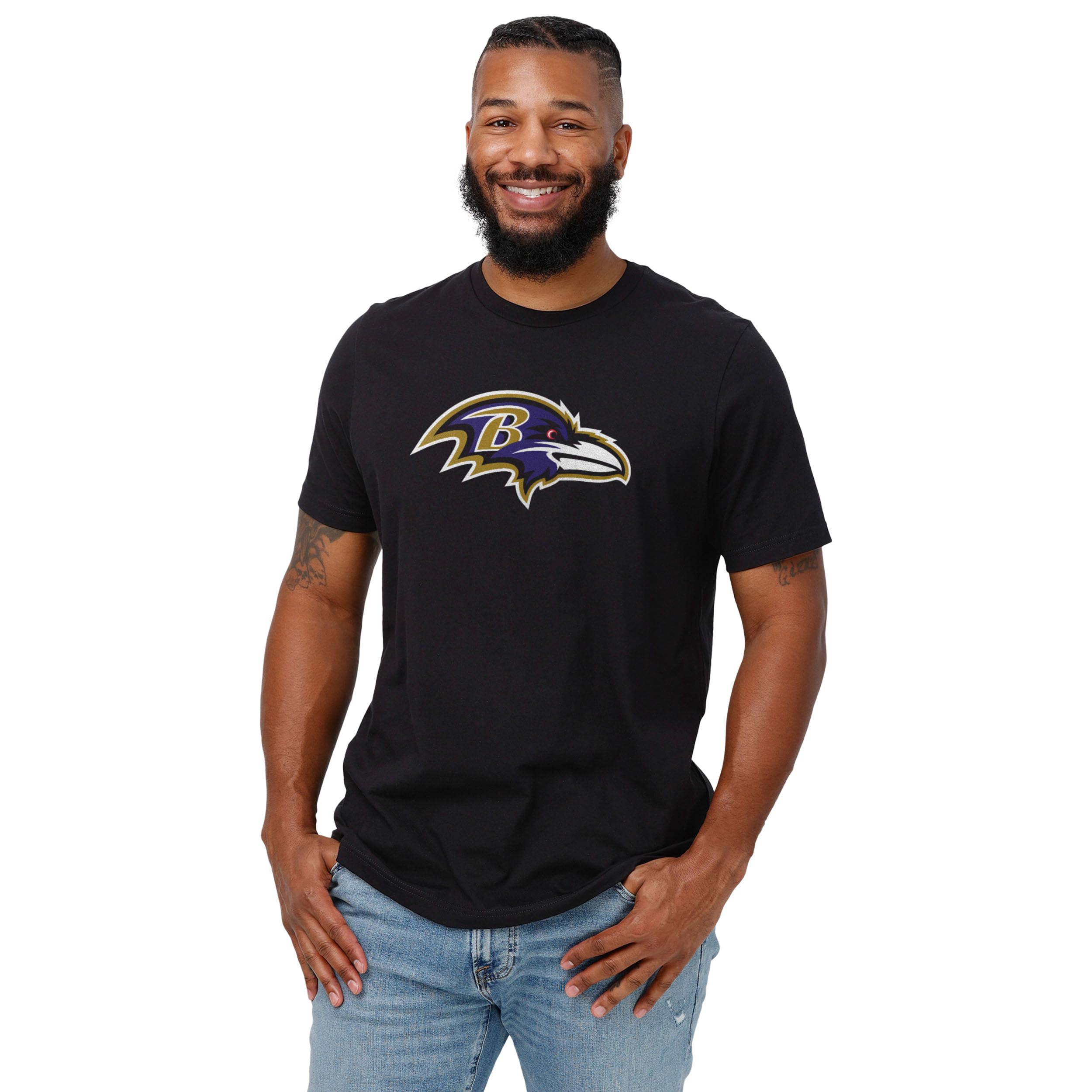 FOCO Men's Standard NFL Team Logo Short Sleeve T-Shirt, Black, Medium