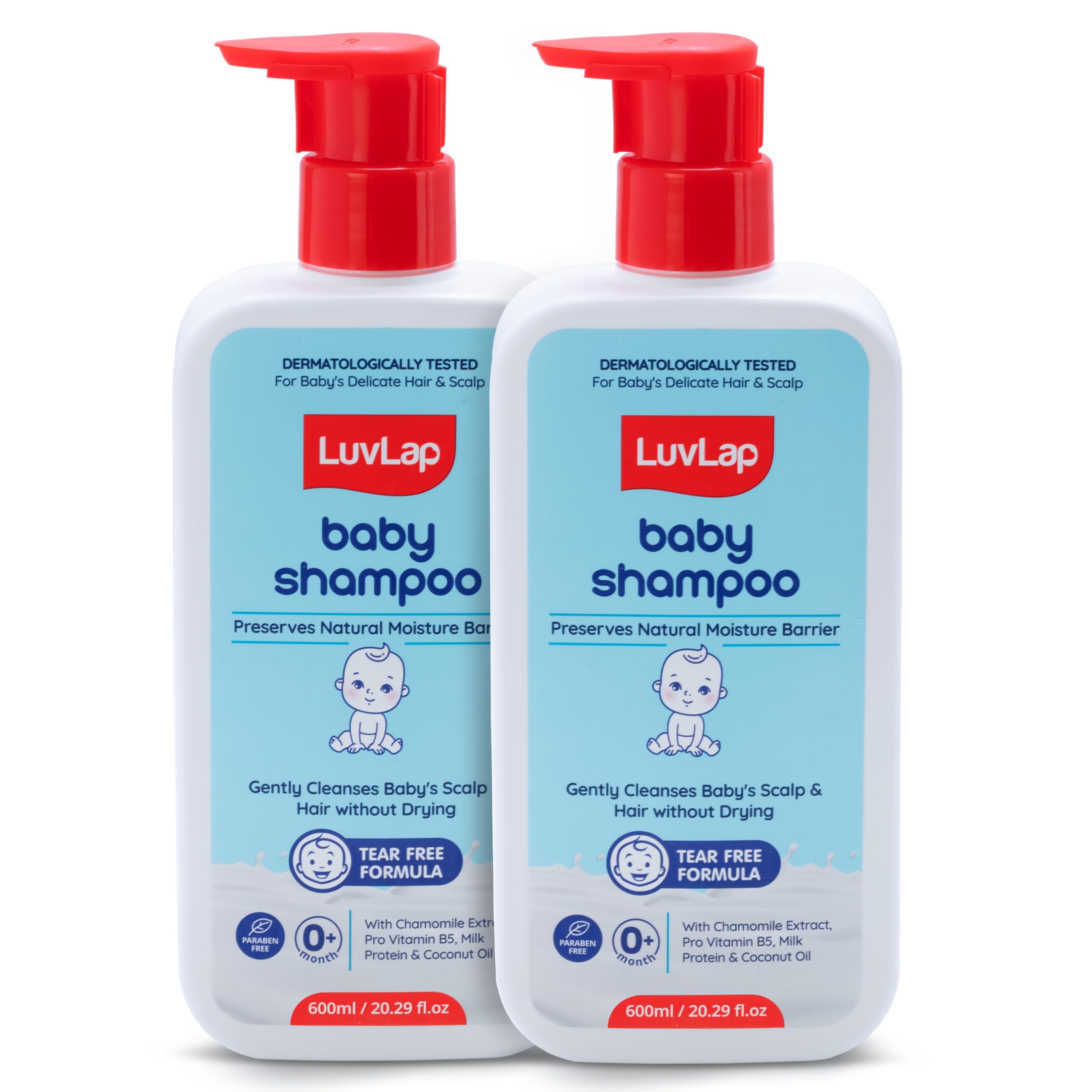 LuvLap Milky Soft Baby Shampoo - 600ml, Tear Free Formula, with Milk Protein, Vitamin E & Coconut Oil, Shea Butter & Chamomile, Gentle Care for Baby's Soft Hair, No Paraben, Dermatologically Tested-image-1