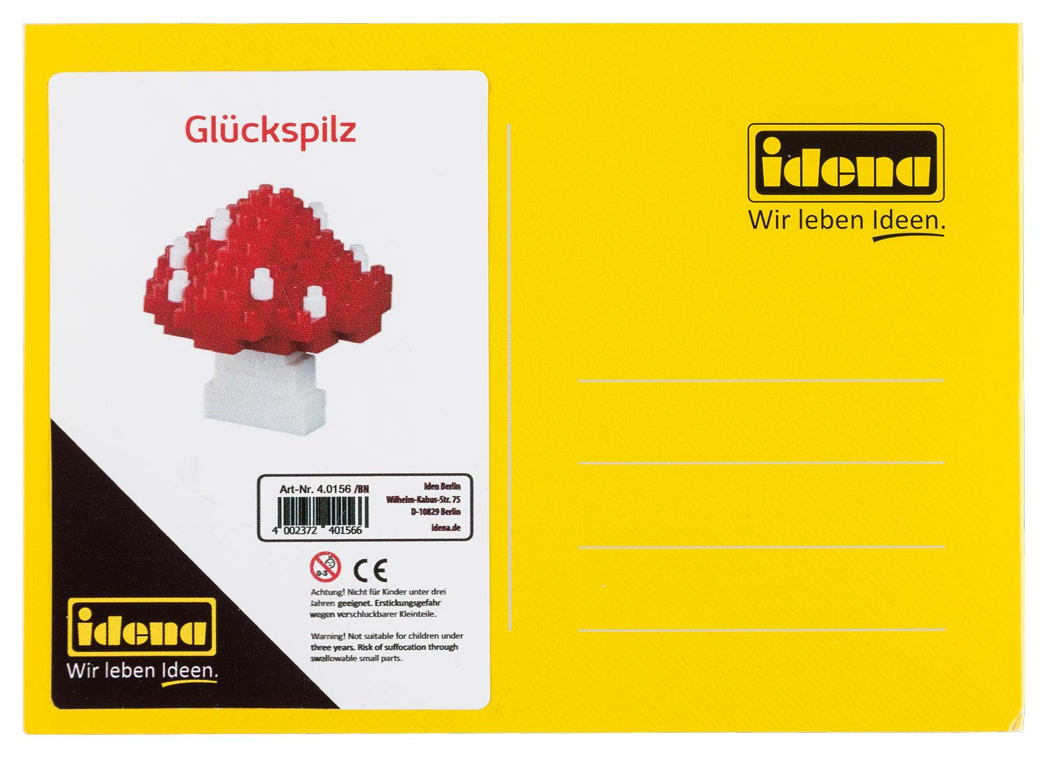 Idena 40152 – Cartolina Regalo con Un Set di Modelli 3D con 81 Mini Pietre Originali Brixies, Grado di difficoltà 1, Biglietto di Auguri o pensierino per Bambini e Adulti