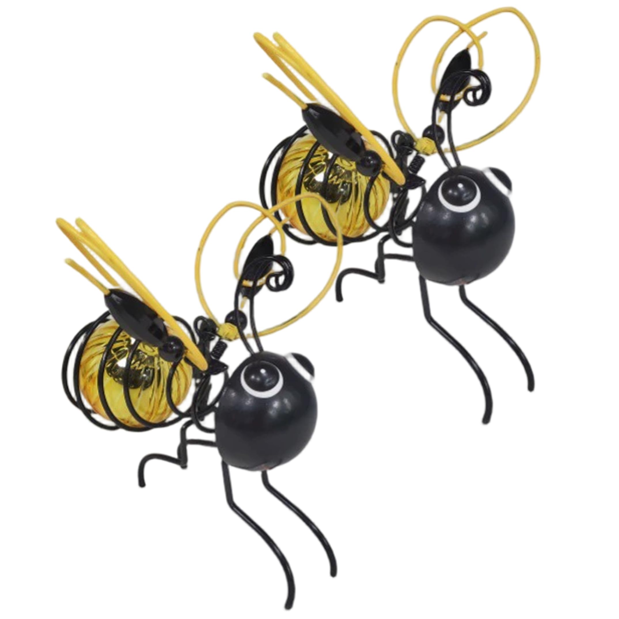 Gemuseeee Solar Bee Lights Outdoor, 2pcs Hanging Luminous Solar Garden Decor, Powered Flying Ornaments (Gold)