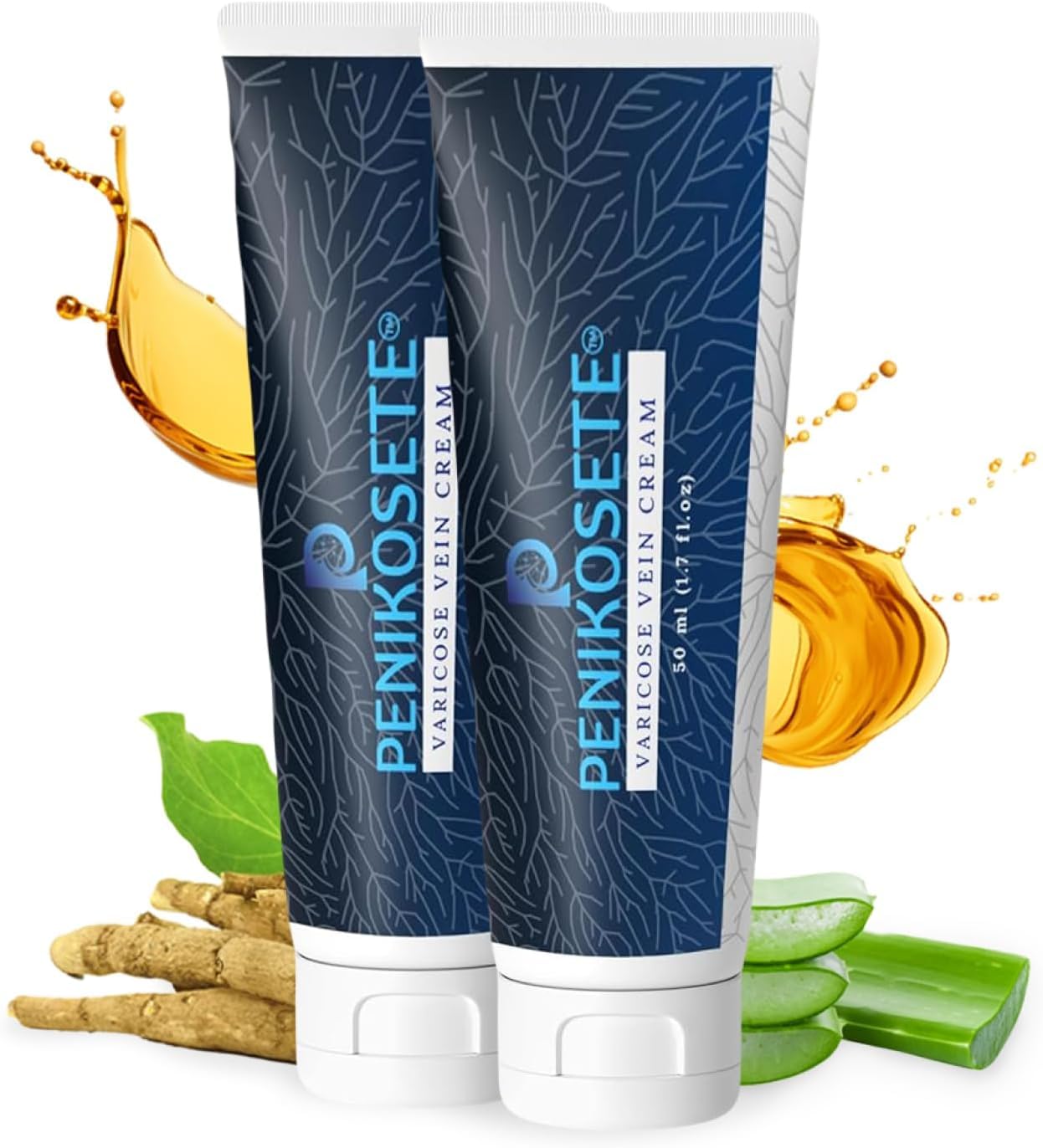 PENIKOSETE Crema Varices y Arañas Vasculares | Fórmula Ayurvédica Natural Ashwagandha | Alivia Pesadez, Hinchazón y Calambres | Mejora Circulación Venosa | No Pegajosa | Duplo Ahorro 2 x 50ml