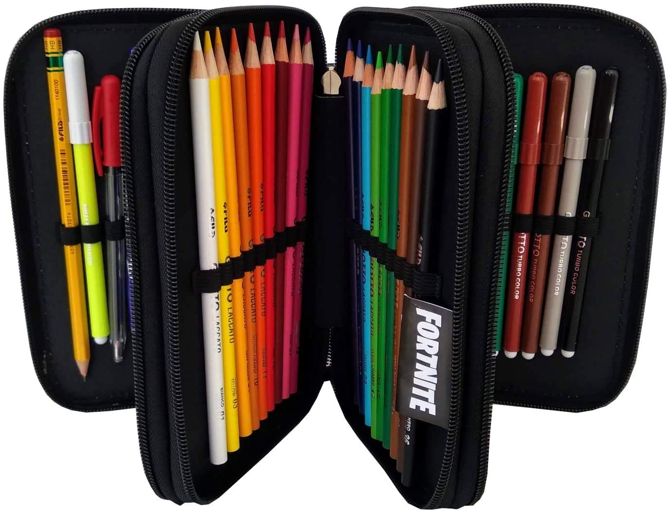 Panini spa Astuccio Scuola Compatibile con Fortnite Raptor Nero Triplo 3 Zip Completo