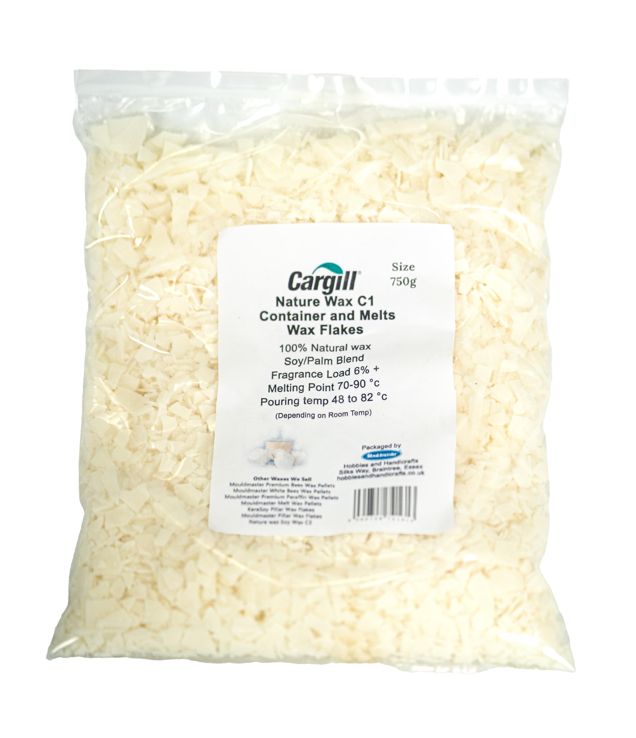 Mouldmaster 750g Nature C1 Container and Melts Soy Wax Flakes, C102