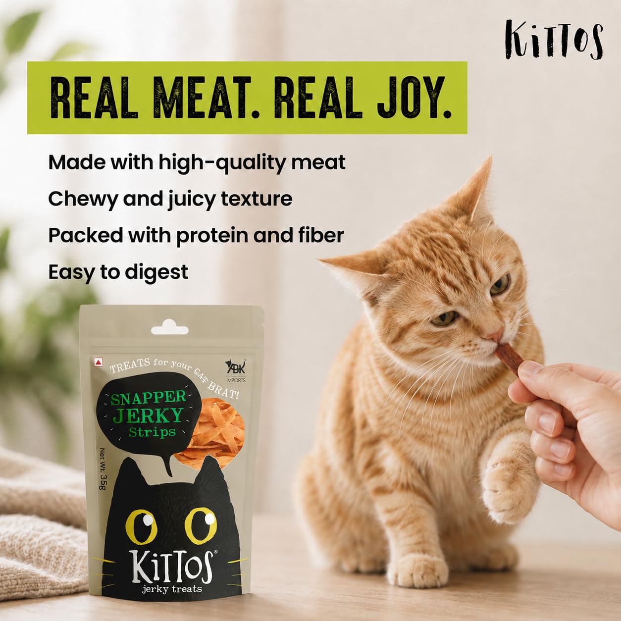 Kittos Cat Treats Multi-Flavour Pack High Protein Cat Snacks with Chicken Salmon Rings Tuna Jerky & Snapper Jerky Strips Pack of 4 35g Each Healthy Training Treats 4