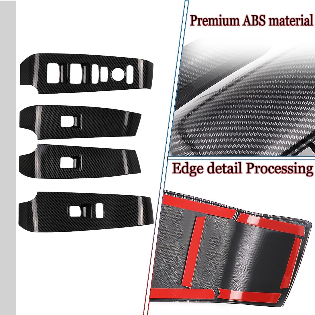 MUXEE 11th Gen Civic Window Control Panel Door Armrest Cover Door Lock Switch for Honda Civic 2022 2023 2024 2025 2026 - ABS Carbon Fiber Sport Interior Accessories