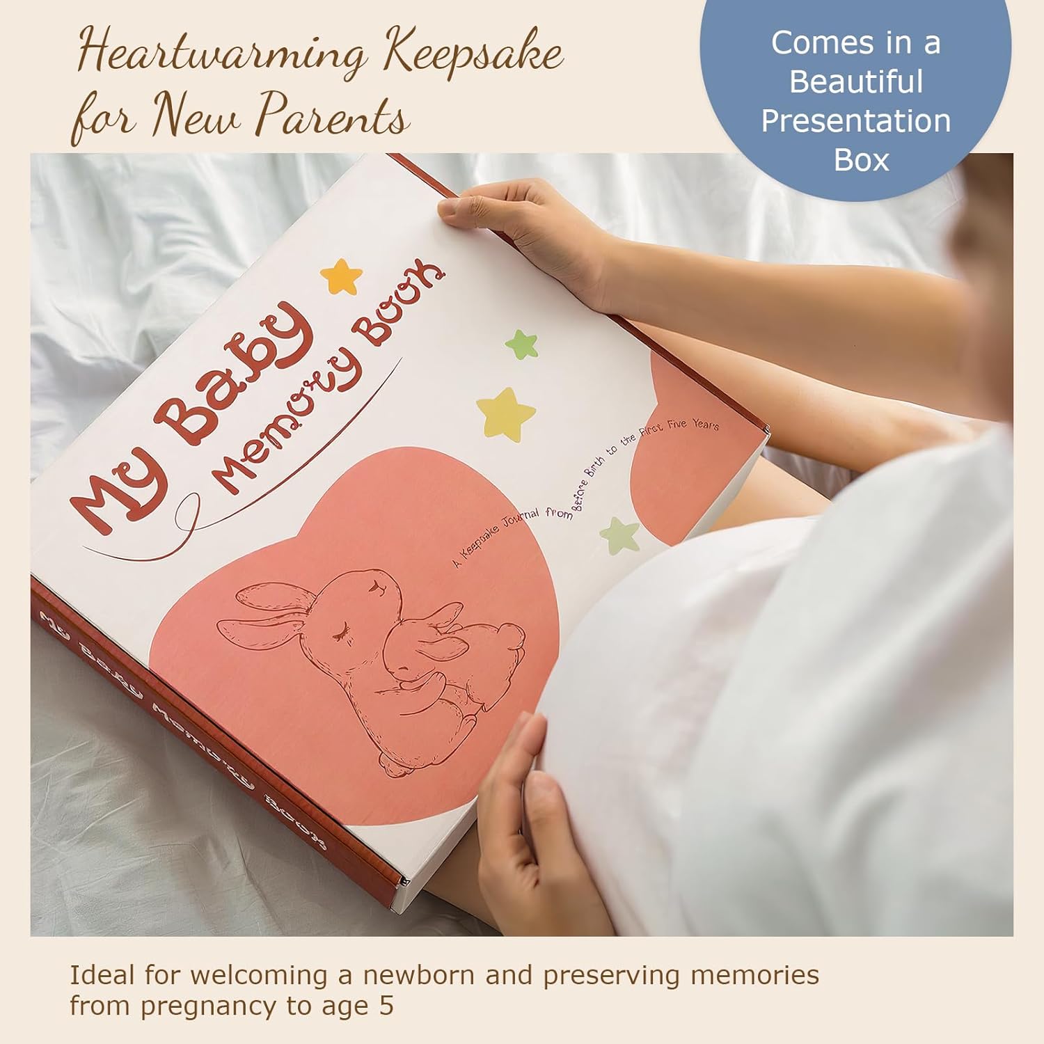 Kasfalci Baby Memory Book – Baby Book Keepsake Pregnancy Journal, Gender Neutral Photo Album and Milestone Scrapbook for Boy or Girl to Record Memories from Pregnancy to Age 5,Newborn Books