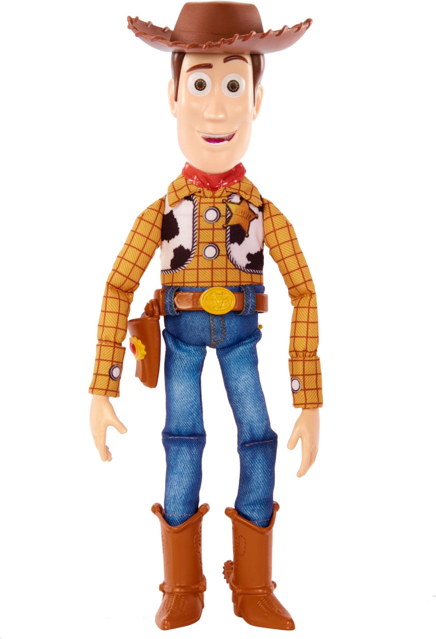 Disney Pixar Toy Story Roundup Fun Woody Large Talking Posable Figure, 12 Inches Tall with 20 Phrases Authentic Detail, Fabric Plush & Plastic, HFY35