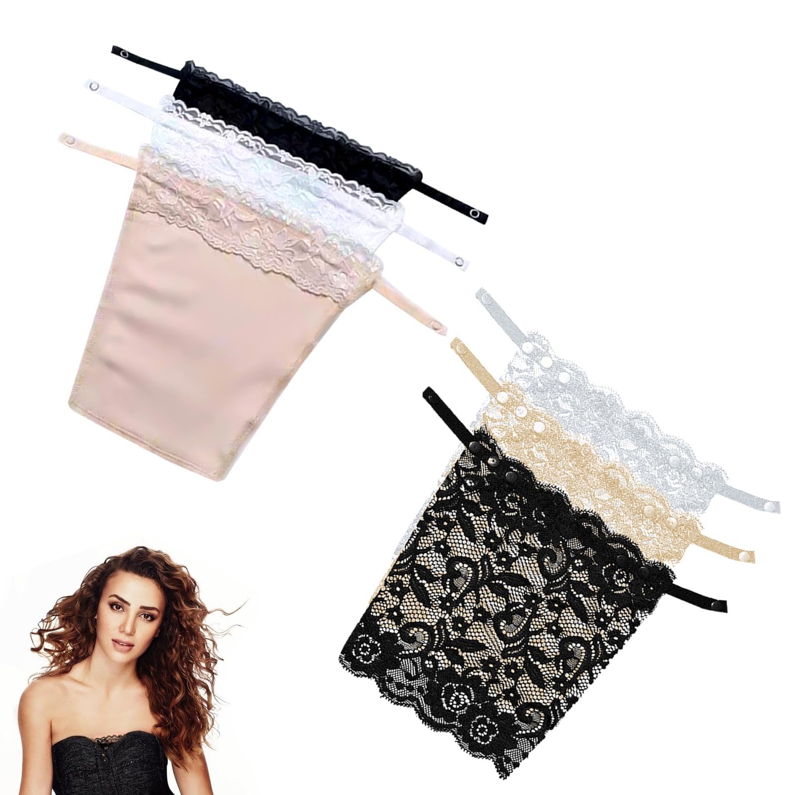 AWAVM6 Pieces Lady Clip-on Mock Camisole Bra Insert Overlay Modesty Panel Vest for Women,Modesty Panels for Low Cut Tops,Cleavage Cover Up for Dresses,Cleavage Cover Up