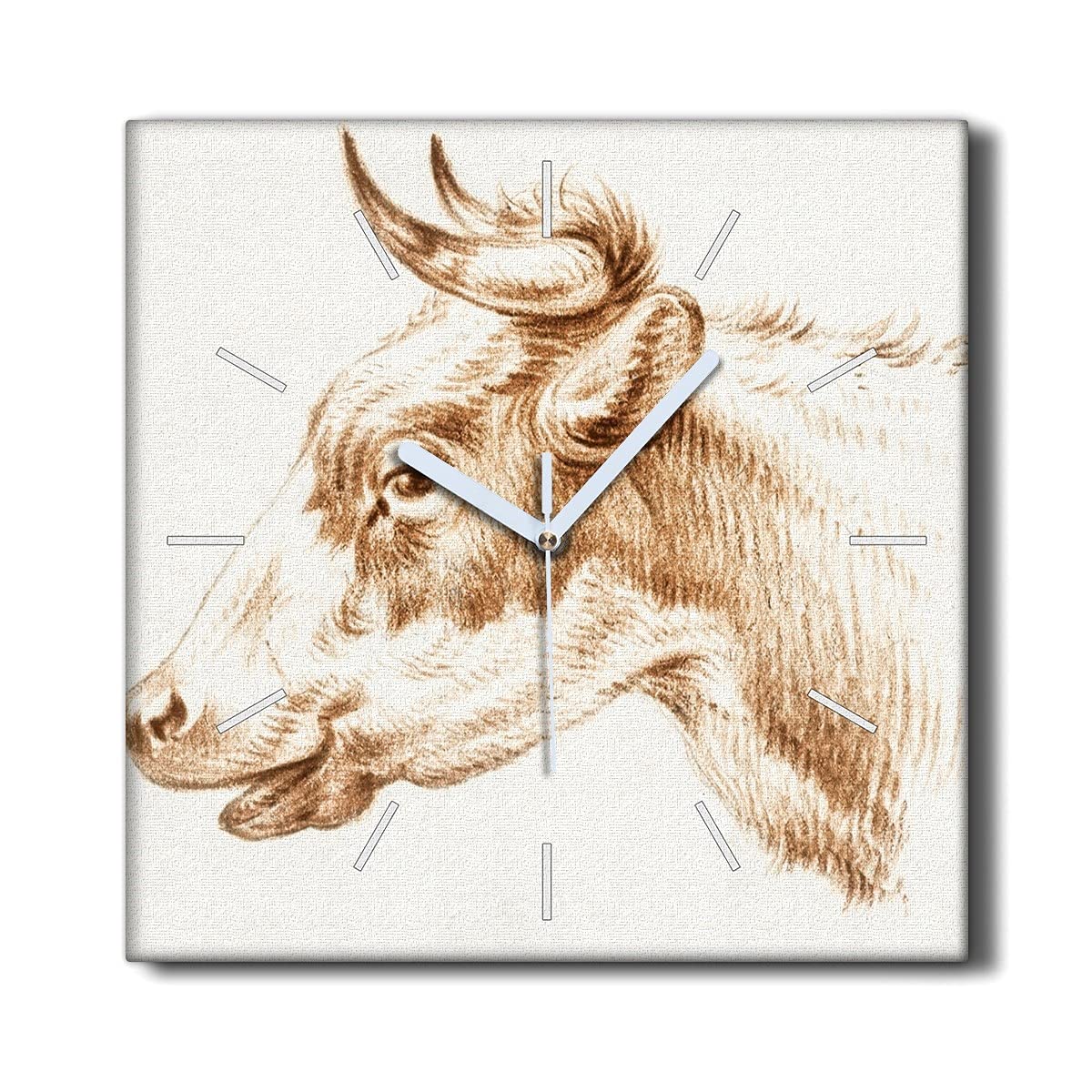 Horloge sur Toile Vache 30x30cm Coloray Pendule Salon Silencieuse