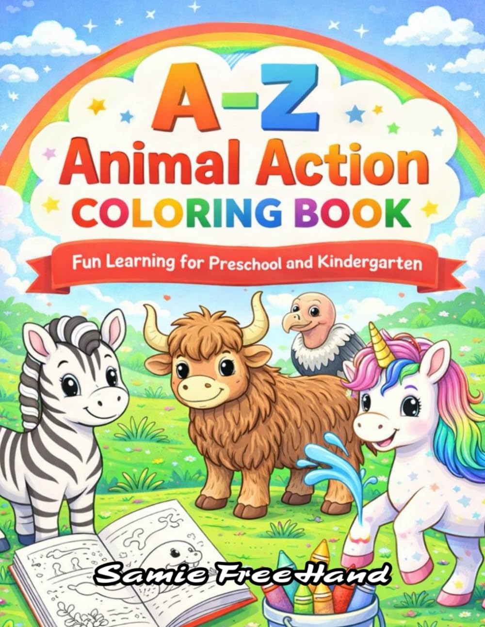 A-Z Action Animals Coloring Book: Fun Learning for Preschool and Kindergarten