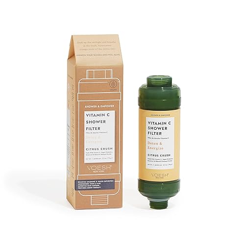 VOESH Filtro de ducha de vitamina C, Aplastamiento de cítricos, aromaterapia de ducha, purificador de agua, suavizante de agua, probióticos veganos,