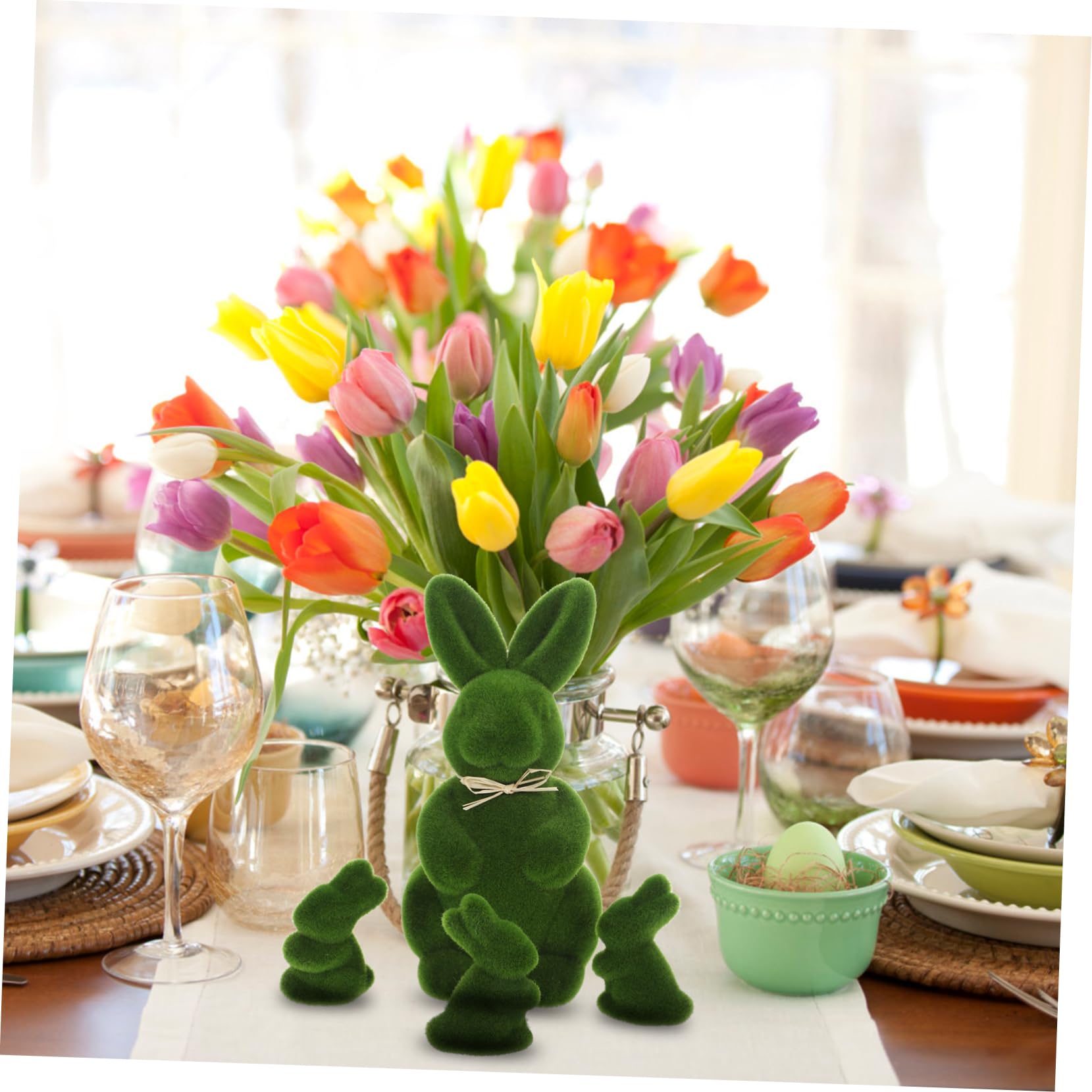 jojofuny 12pièces Décoration De Pâques Lapin Figurines Animaux Simulation pour Maison Et Accessoire pour Salon Et Bureau