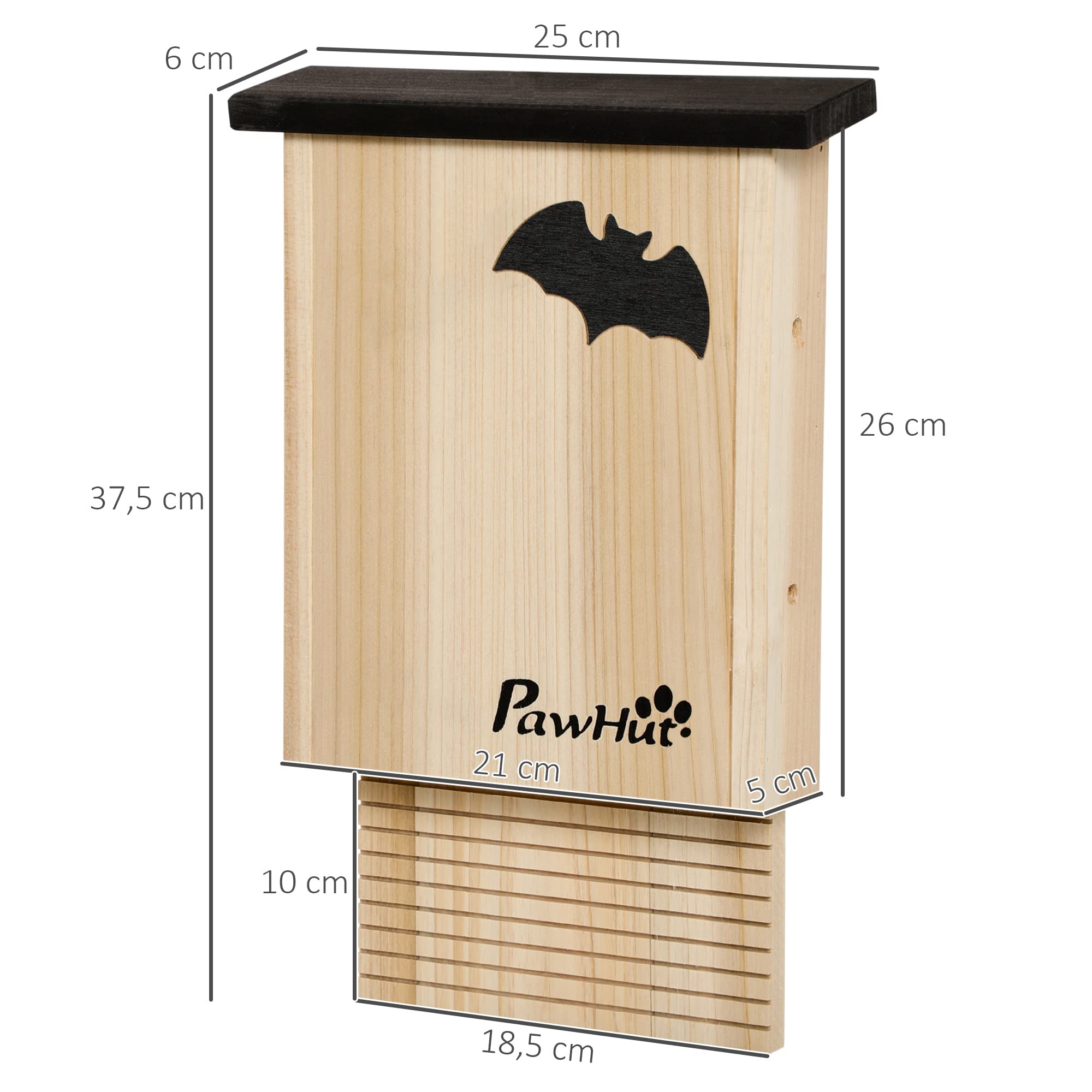 PawHut Fledermauskasten 3er Set Tannenholz Nistkasten 25 x 6 x 37,5 cm