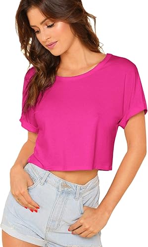 SweatyRocks- Camiseta de manga corta Tie Dye para mujer Camiseta básica Crop Top