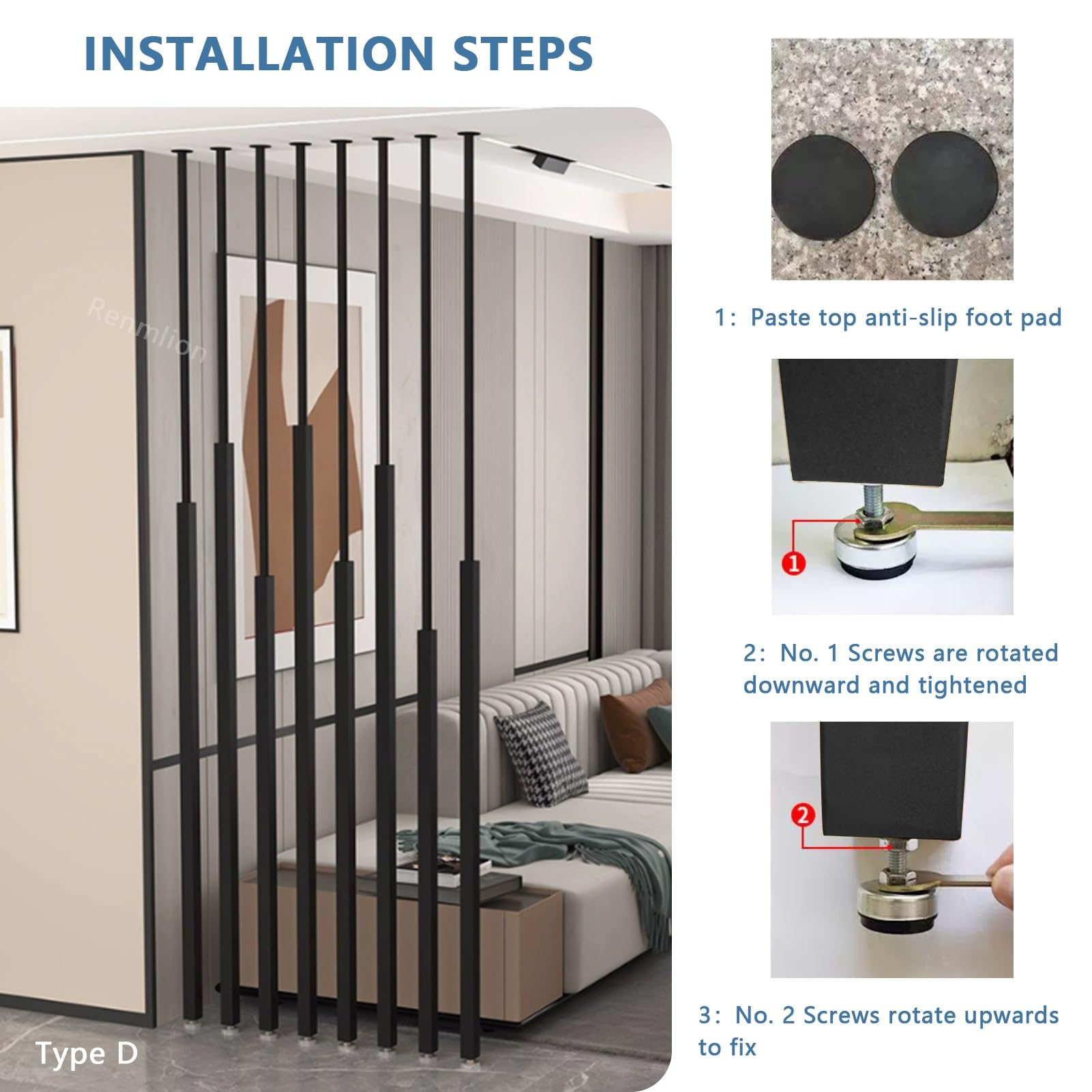 Mamparas divisorias de pared separadores de ambientes, separadores de privacidad independientes/de columna, columna decorativa para recibidor, separador de espacios versátil.(10pcs,300cm/118in/9.8ft)