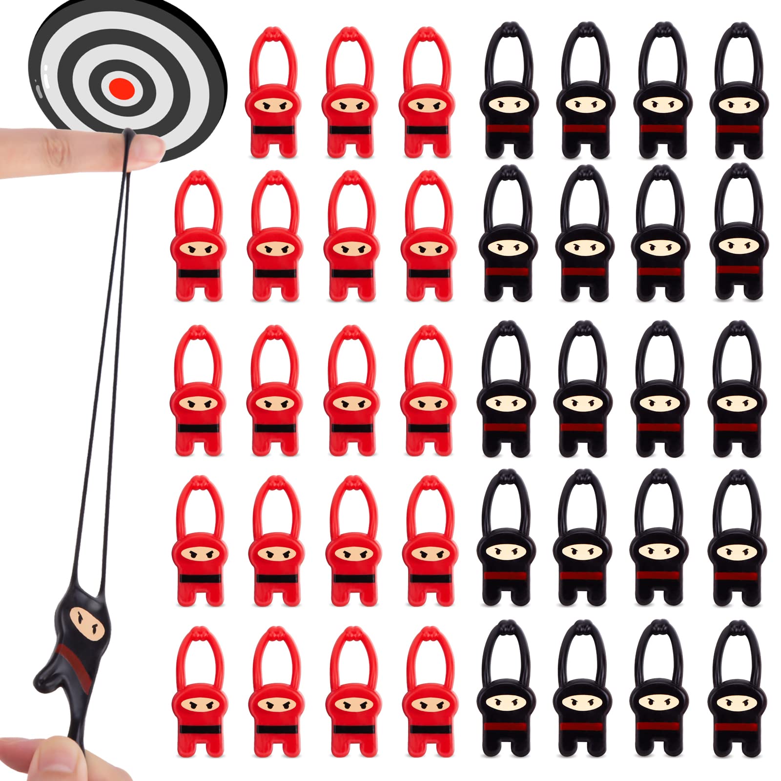 AMOR PRESENT 50PCS Slingshot Ninja Toys, Funny Finger Toys Stretchy Flying Ninjas Birthday Gift Party Favors Idea, Christmas Halloween Finger Slingshot Stretch Ninjas Gifts