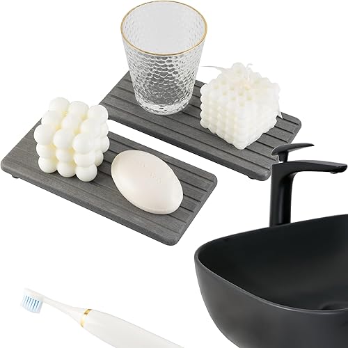 Miniatura 2 de 2 posavasos rectangulares de diatomita absorbentes de agua, diseño ranurado, piedra absorbente de agua utilizada para jabones de manos, plantas y