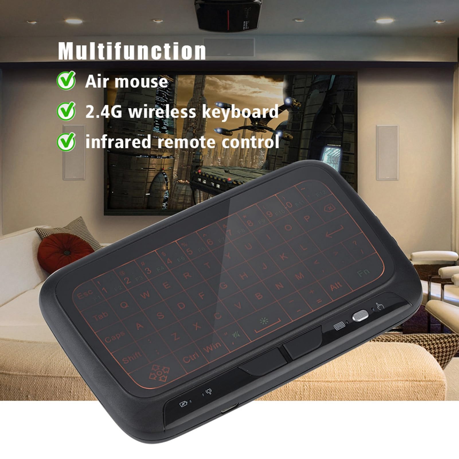 Tastiera Compatta Con LED Tastiera Wireless Mini Con Touchpad Retroilluminato - Per Smart TV, PC, Android Box, Comoda Come Un Telecomando Tastiera Touchpad Multifunzione - Foto 5