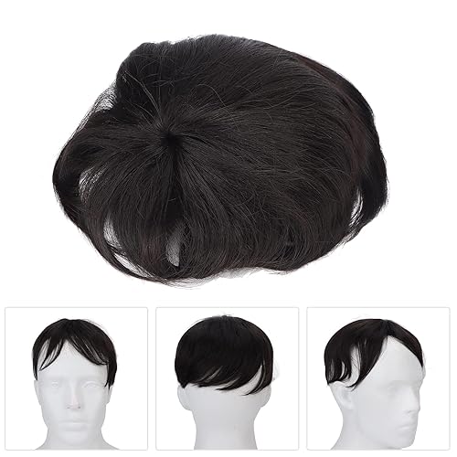 Miniatura 4 de ZJchao Pieza corta para hombre, peluca simple, sistema de reemplazo de tupé de moda para la vida diaria y fiestas