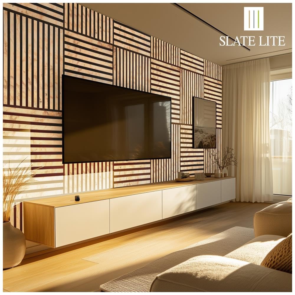 Slate-Lite Falling Leaves panel akustyczny 240 x 60 cm, okładzina ścienna, panel akustyczny, panel ścienny na filcu, powierzchnia z prawdziwego kamienia, izolacja akustyczna, izolacja akustyczna
