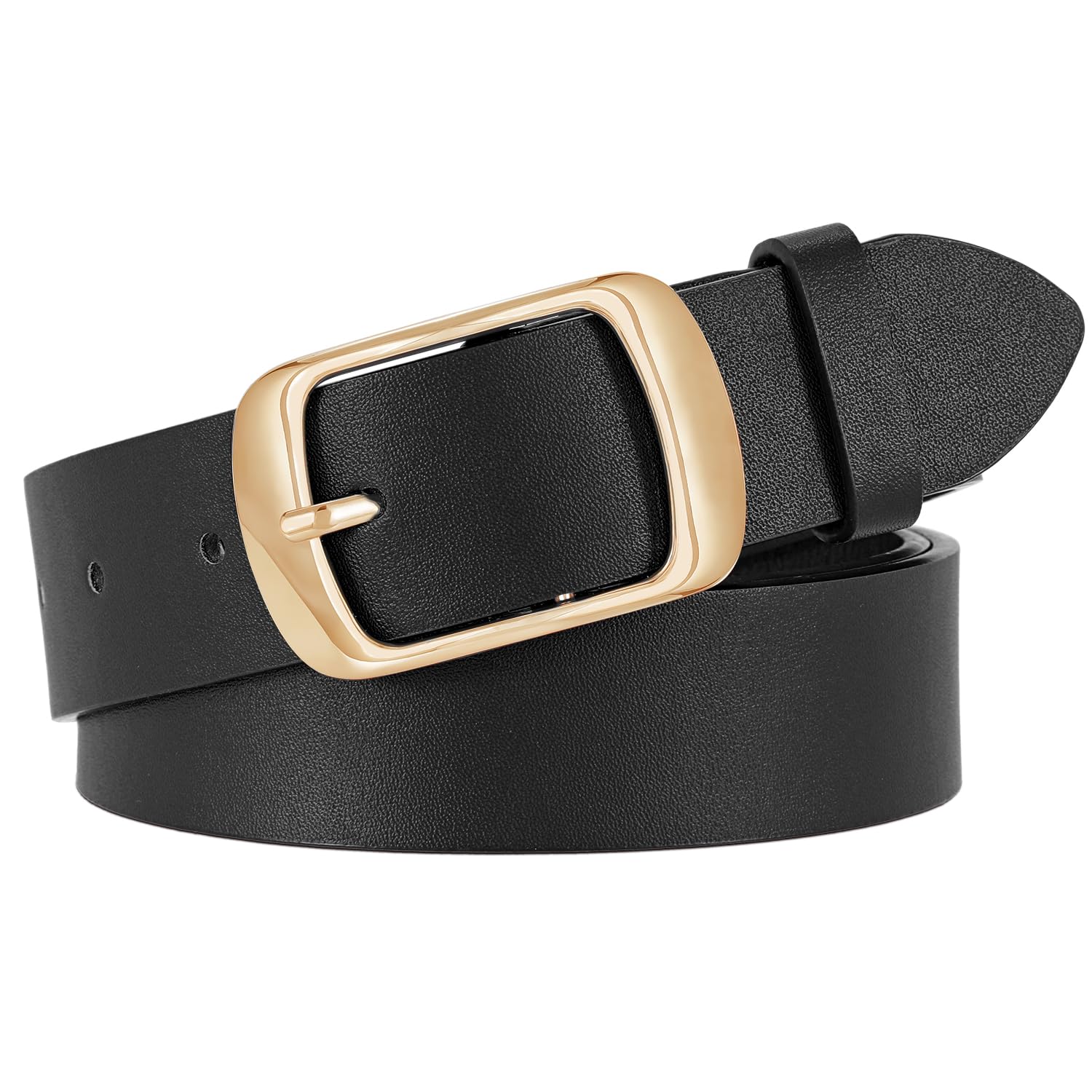 WHIPPY Women Leather Belts for Jeans Pants Fashion Dress Belt for Women with Solid Pin Buckle