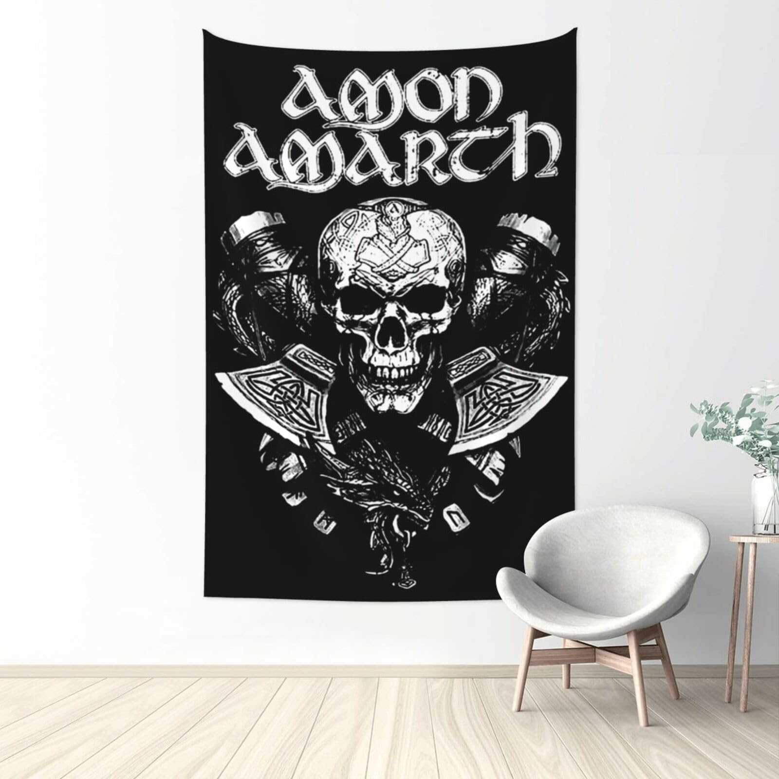ASHAKIRANASHAKIRAN Amon Metal Band Amarth Tapestry Modern Art Wall Hanging Personalized Fun Poster Tapestries For Bedroom Dormitory Home Decoration 40 * 60 inch, Black
