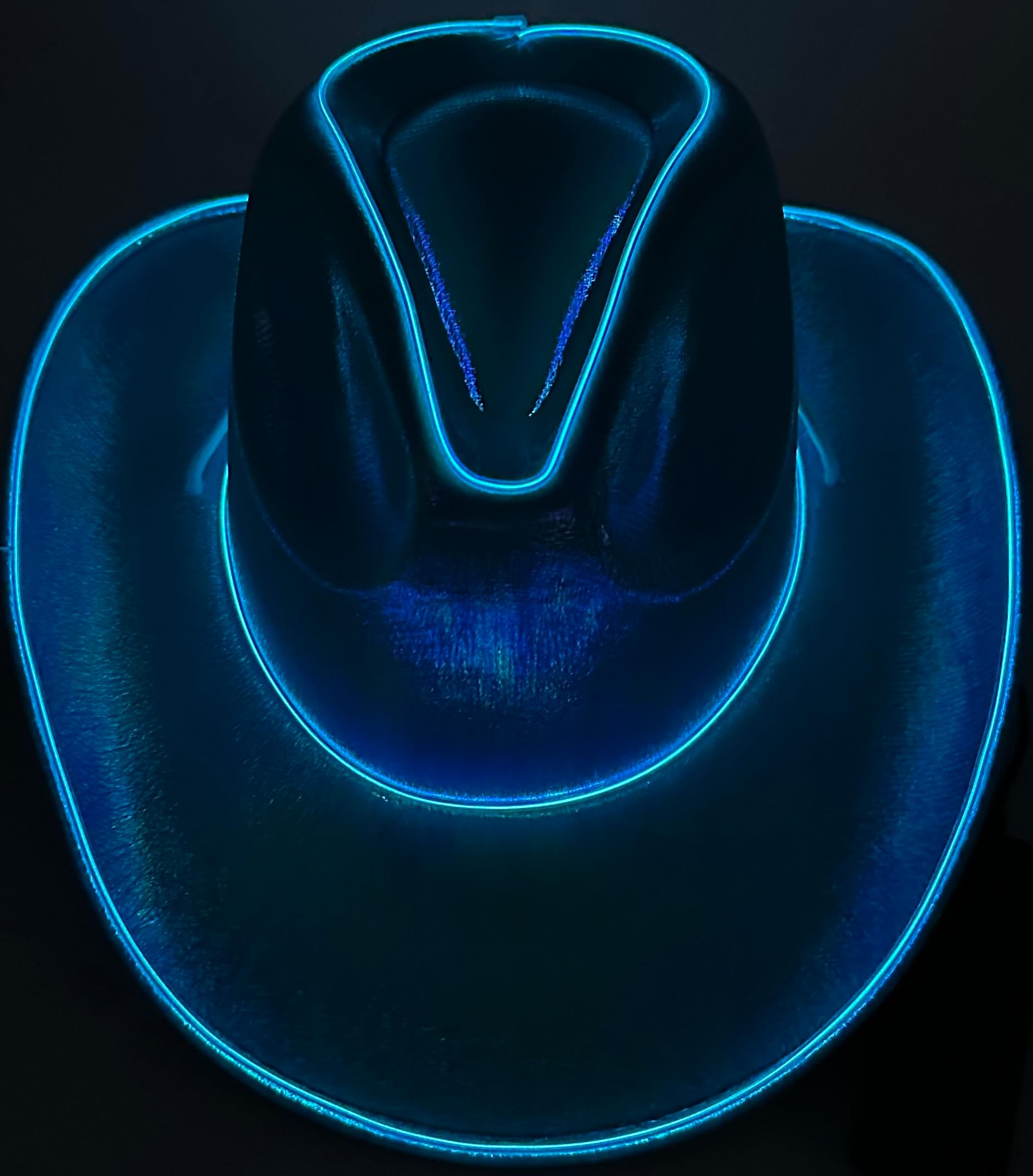 Studio Halloween Adult's Blue Cowboy Hat With Party Wire EL Light Up Trim Costume Accessory