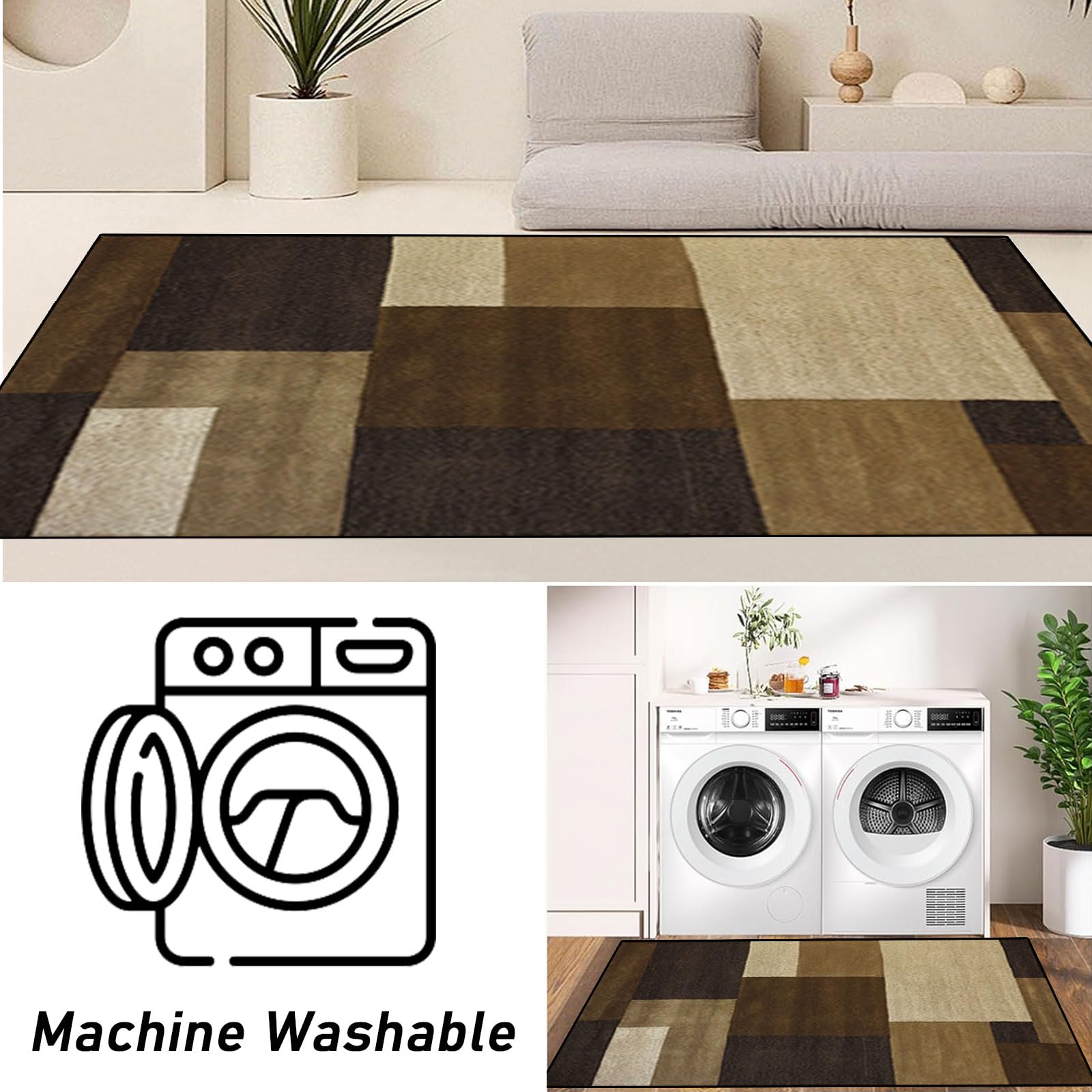 Tappeto Passatoia Cucina 105 x 160 cm Lavabile Antiscivolo Moderno Tappeto a Passatoia Antimacchia Assorbente Multiuso per Corridoio Soggiorno Lavanderia, C