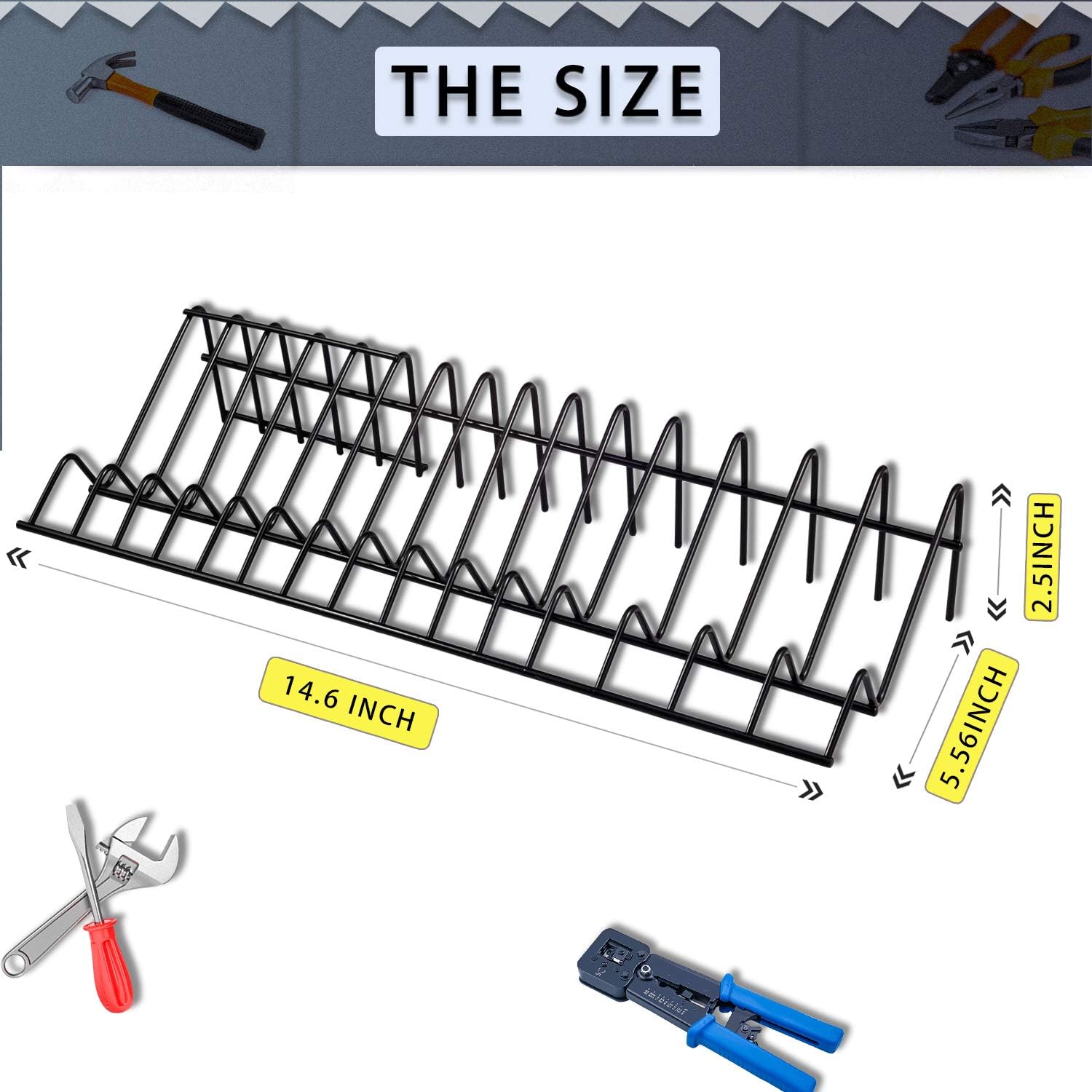 4 Pack Pliers Organizers for Toolboxes, Pliers Rack Tool with Durable Black Steel Rack Fits Most Toolboxes, 3 Size Rack Slots Fit Most Pliers, Professional Quality(Black)