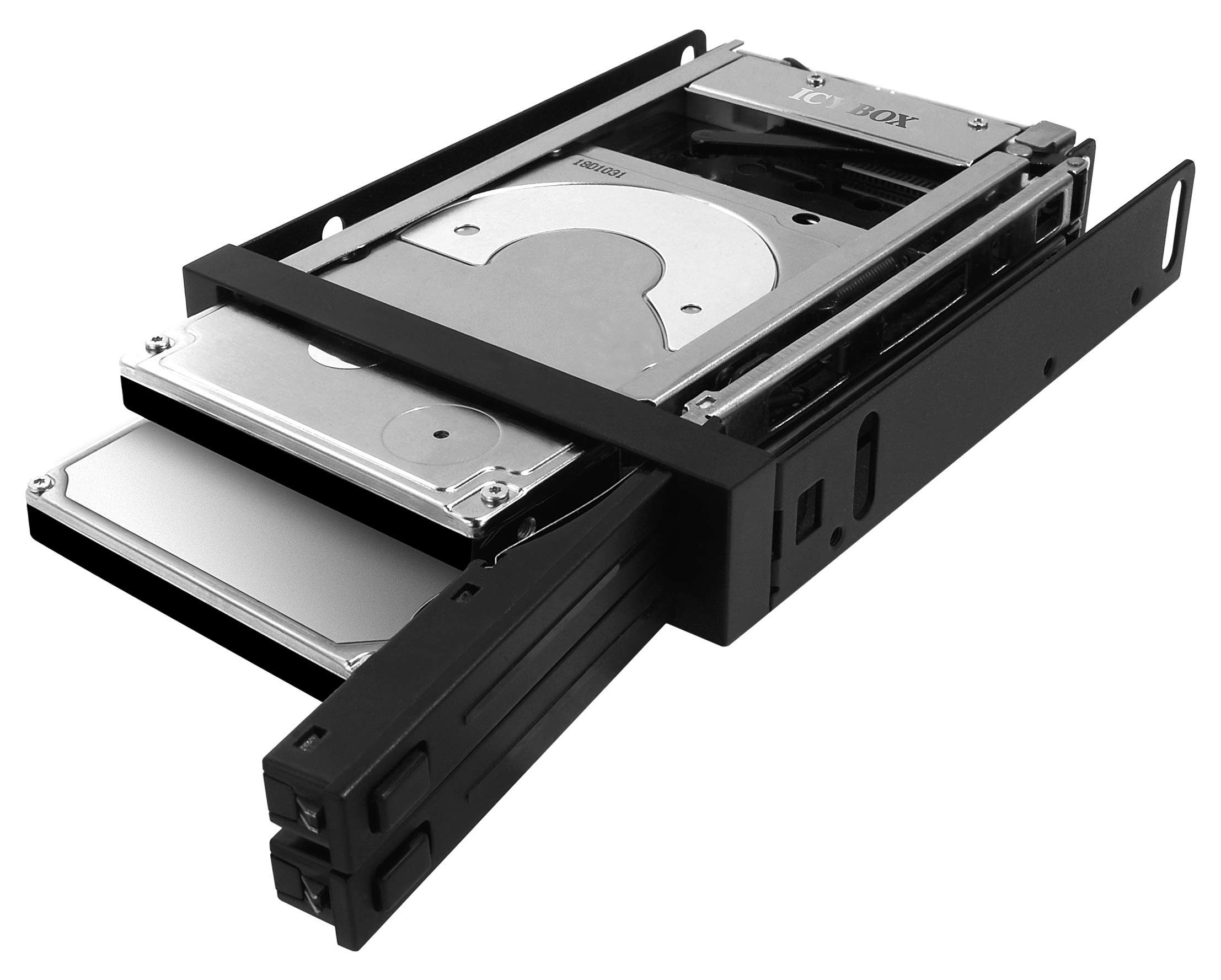 Icy Box IB-2226StS ramka wymienna do 2 x 2,5" (6,35 cm) SSD/HDD do 1 x 3,5" wnęki, HotSwap, aluminium/tworzywo sztuczne (czarna)