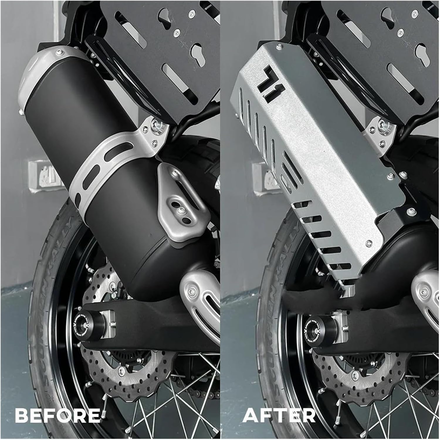 Motorcycle Muffler Crash Protector Heat Shields Exhaust Pipe Guards Compatible With XTZ700 / XTZ07 Tenere 2019-2024(Silver)