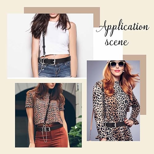 Miniatura 7 de GORGECRAFT Arnés de moda, cinturón para el cuerpo, cinturón de pecho punk, correa de pecho desmontable, cadena de cuerpo de cuero negro, accesorios