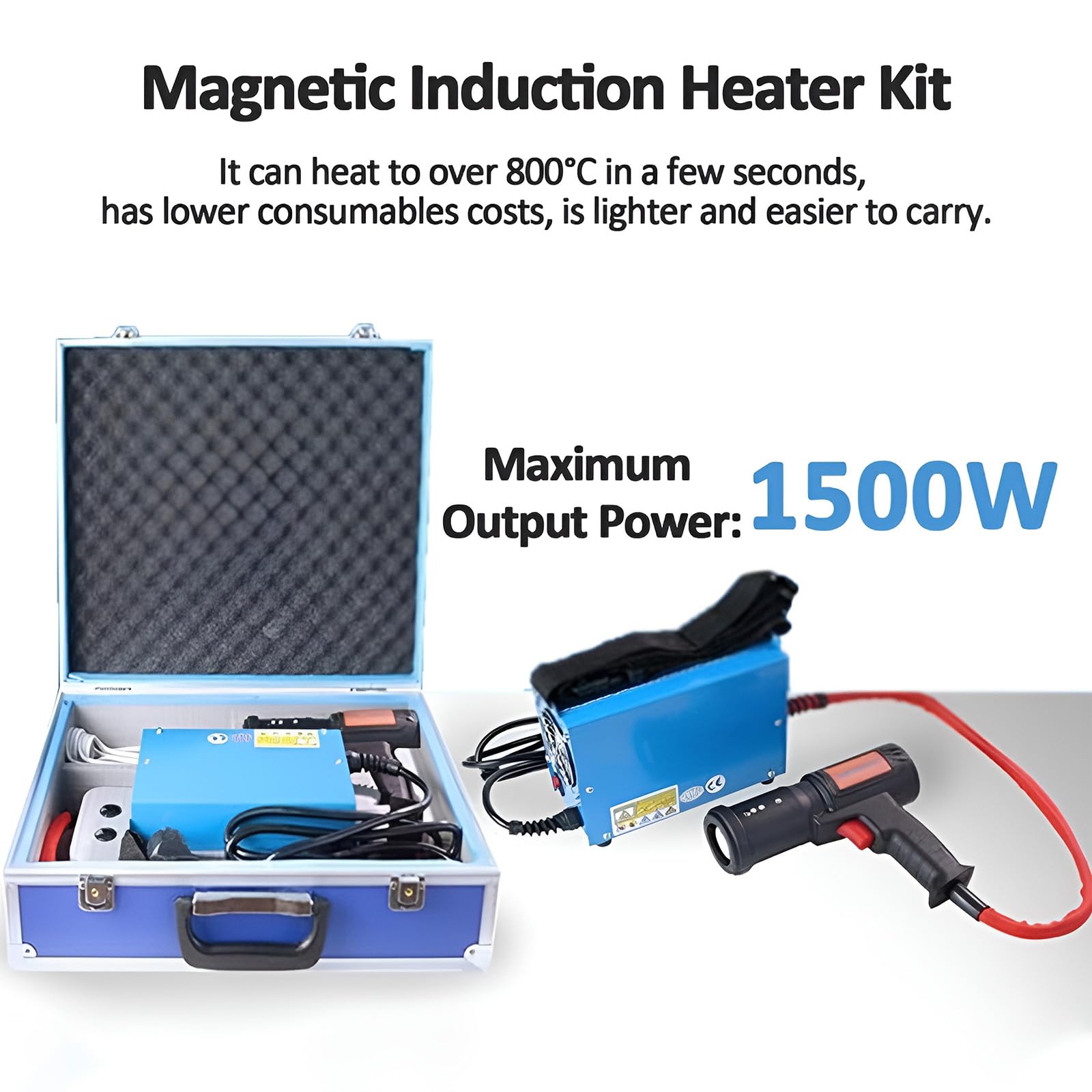 Kit di riscaldamento magnetico a induzione con 4 bobine e scatola portaoggetti per riparazione auto e officina garage