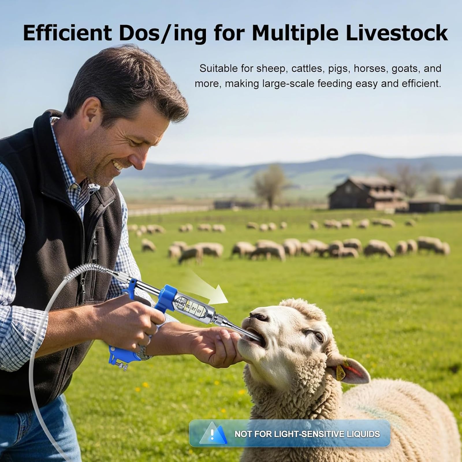 30 ML Veterinarie Dispenser Regolabile In Metallo, Distributore di medicinali veterinari, per suini, Mucche, Pecore, Cavalli