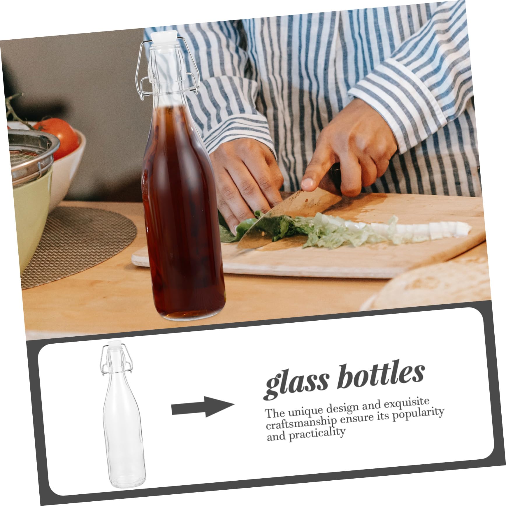 Mikinona 2piezas Botellas De Vidrio Para y Salsa De Soja De Botellas De Bebidas Claras y Reutilizables Para Cocina y Hogar