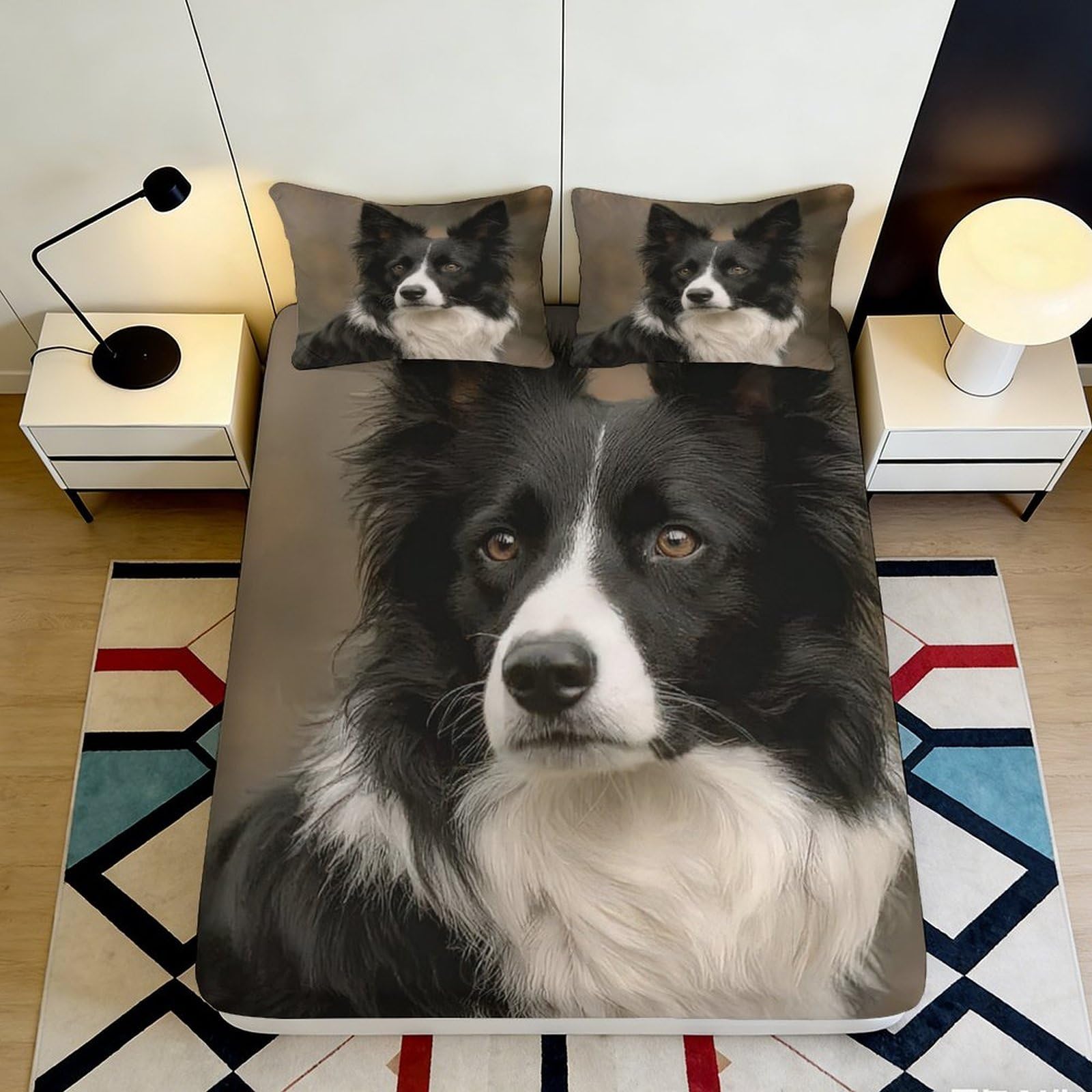 Pnayamiorkfel Style-5 3D Printed Border Collie Fitted Sheet Microfiber Soft Breathable Dog Bed Cover For Bedroom Guestroom Decor 90X200x25cm