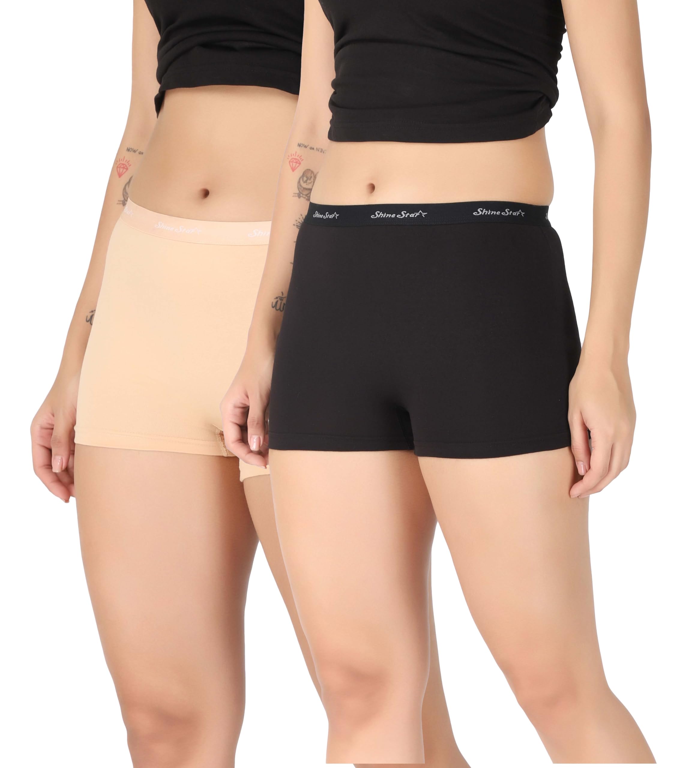 shine star Pack of 2 Women Boyshort Panty | Cotton Lycra Stretchable Underwear | Soft & Comfortable Ladies Innerwear | Panty for Girls, Gym, Travel, Sleepwear-picture-17