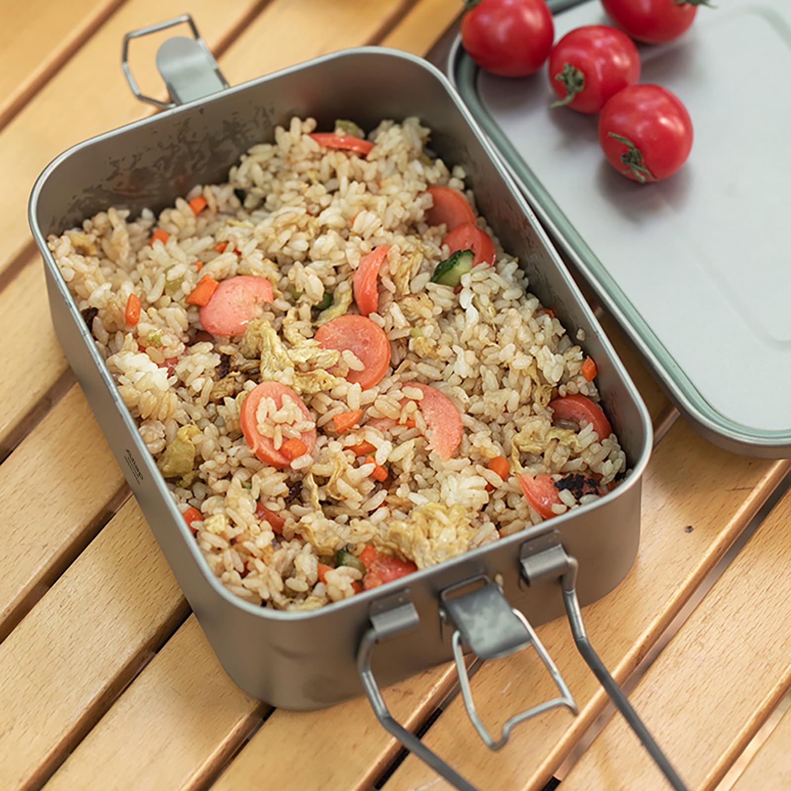 Tytanowy pojemnik na lunch 1200 ml, składany, odporny na wyciek, tytanowy pojemnik na lunch