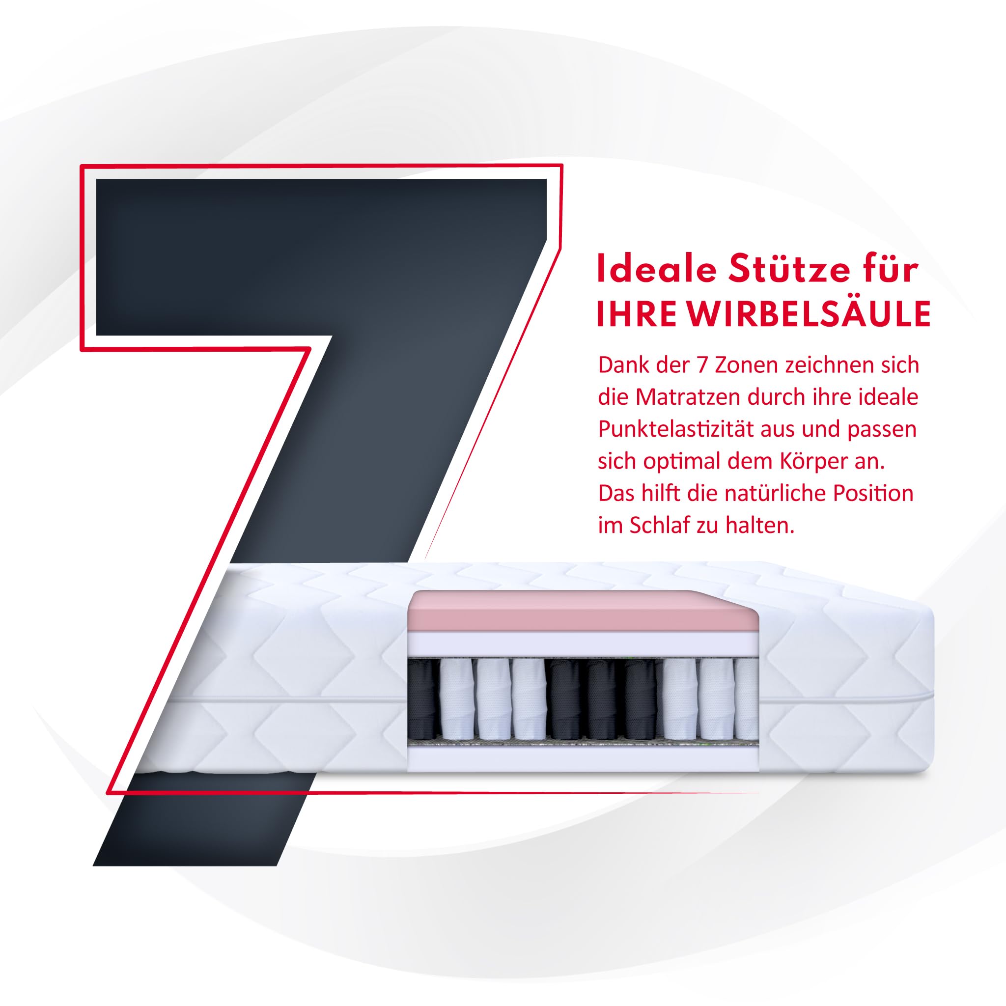 FDM Matratze 160x200 cm Härtegrad H2 H3 Höhe 27 cm Taschenfederkernmatratze Visco-Schaum Polyurethan-Schaum 7 Komfortzonen mit Hypoallergenem Waschbarem Premium-Bezug Oeko-Tex Memory Duo