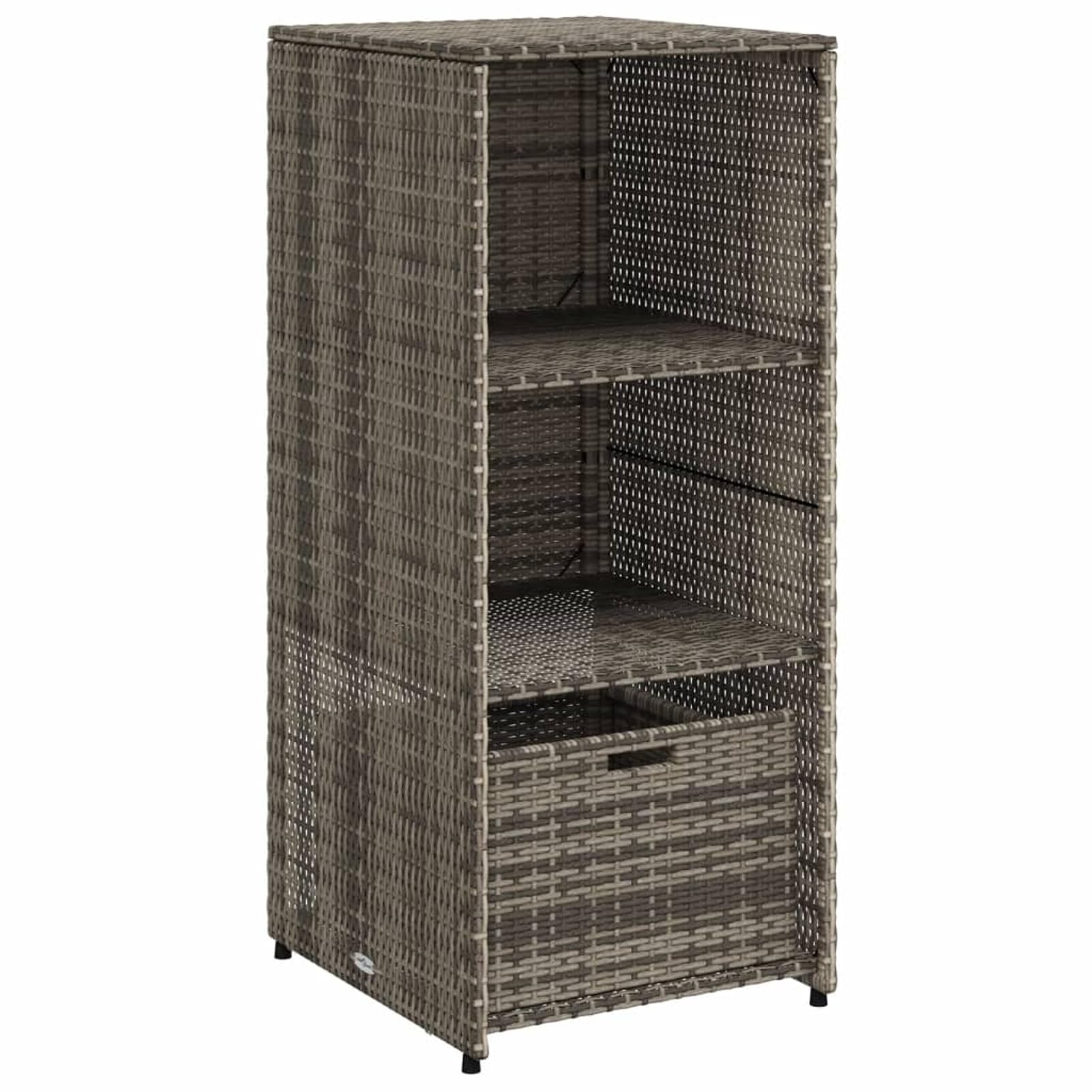 Swpsd Outdoor Storage Cabinet with 2 Shelves and 1 Drawer, PE Rattan Garden Storage Cabinet for Patio, Pool, and Garden, Weather-Resistant, Powder-Coated Steel Frame, Black, 31.5 365549